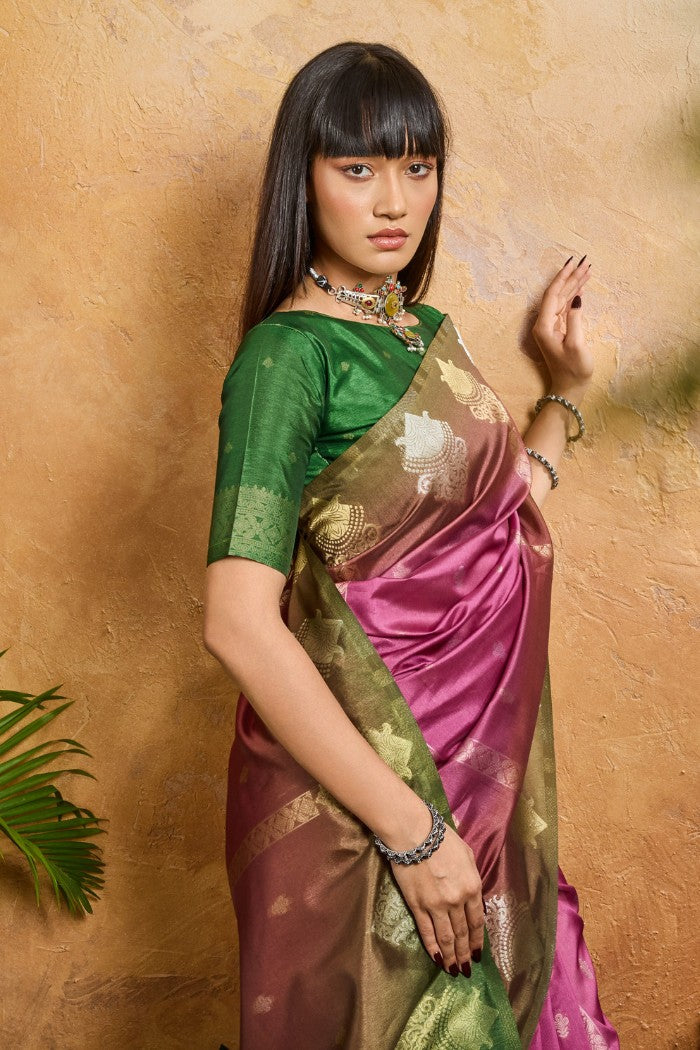 Buy MySilkLove Dusty Pink Banarasi Handloom Saree Online