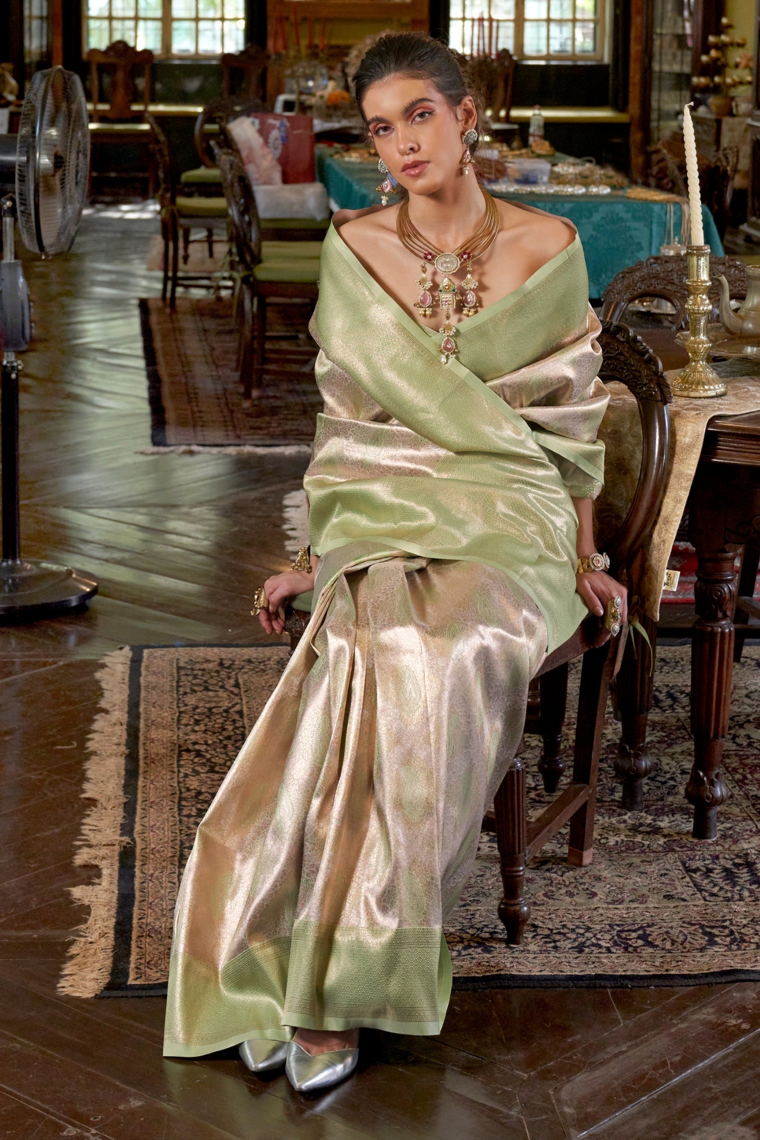 MySilkLove Bavarian Cream Handloom Kanjivaram Saree