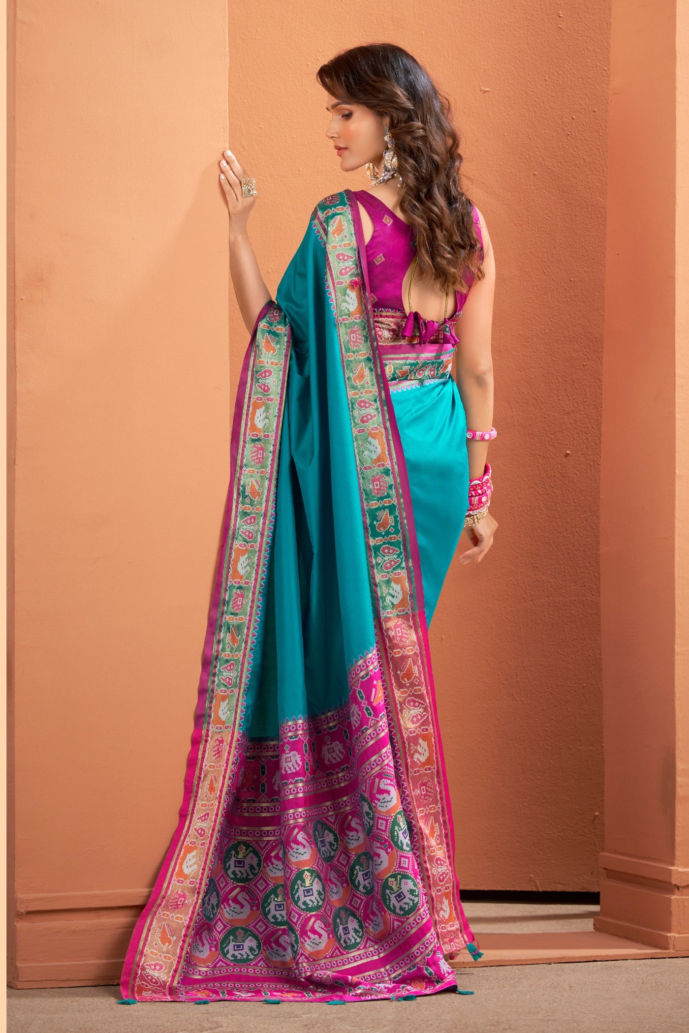 Buy MySilkLove Lapis Blue Woven Banarasi Patola Silk Saree Online