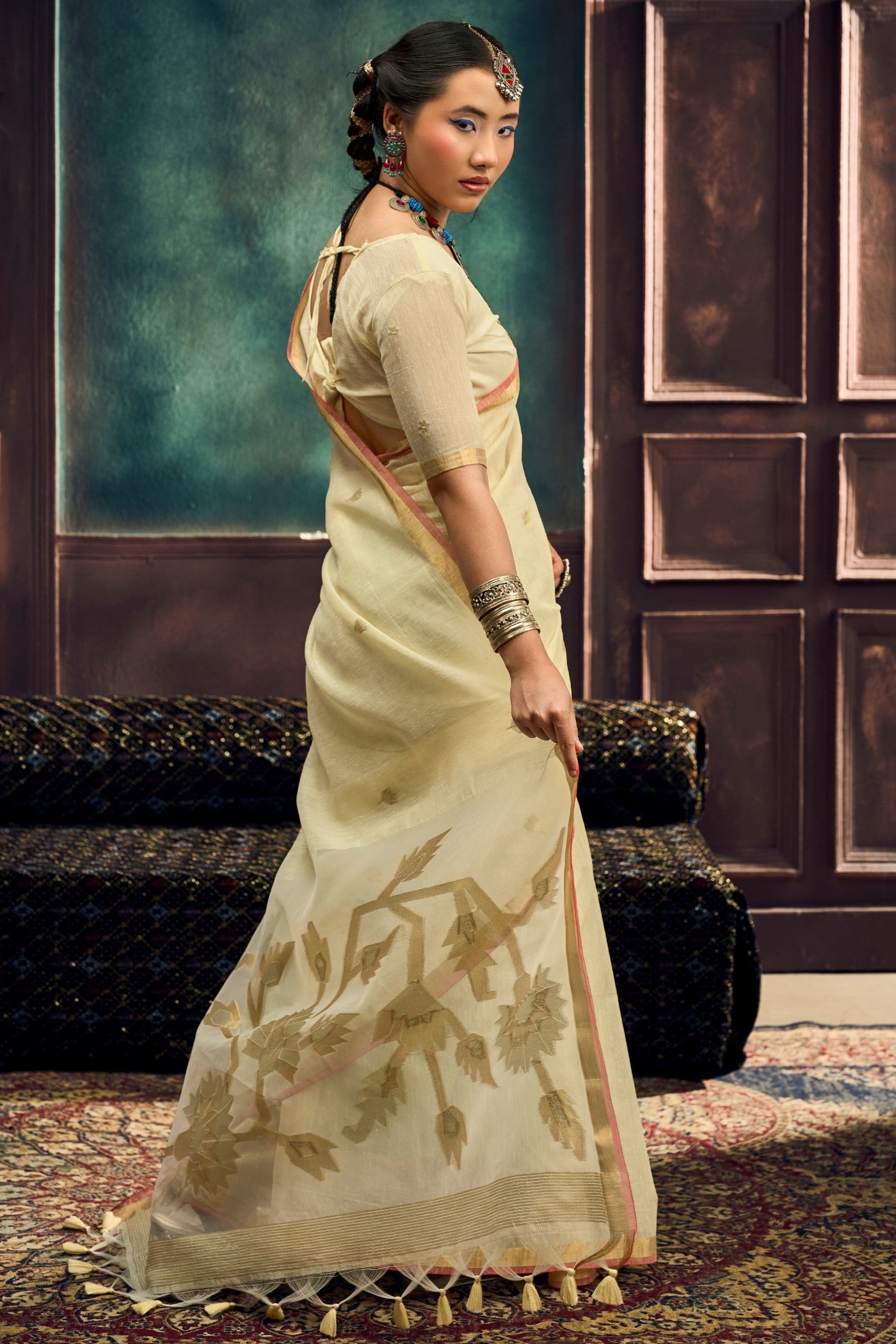 Buy MySilkLove Desert Beige Munga Handloom Cotton Saree Online