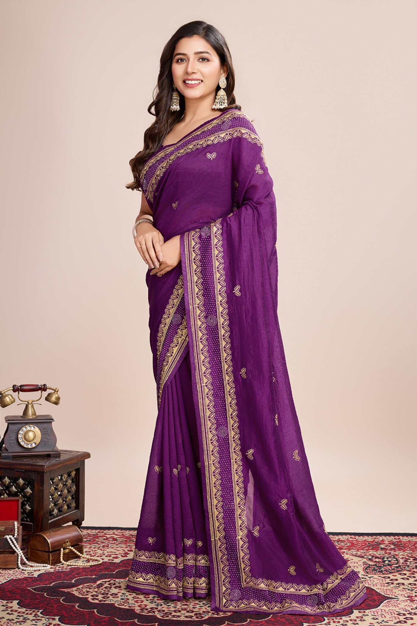 Buy MySilkLove Eminence Purple Designer Partywear Saree Online
