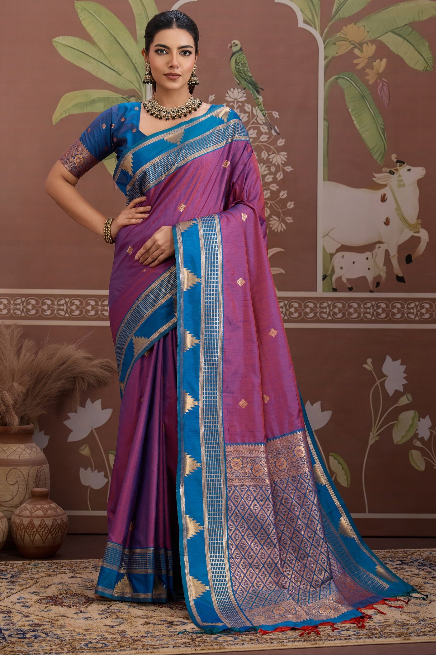 Buy MySilkLove Violet Purple Handloom Tussar Silk Saree Online