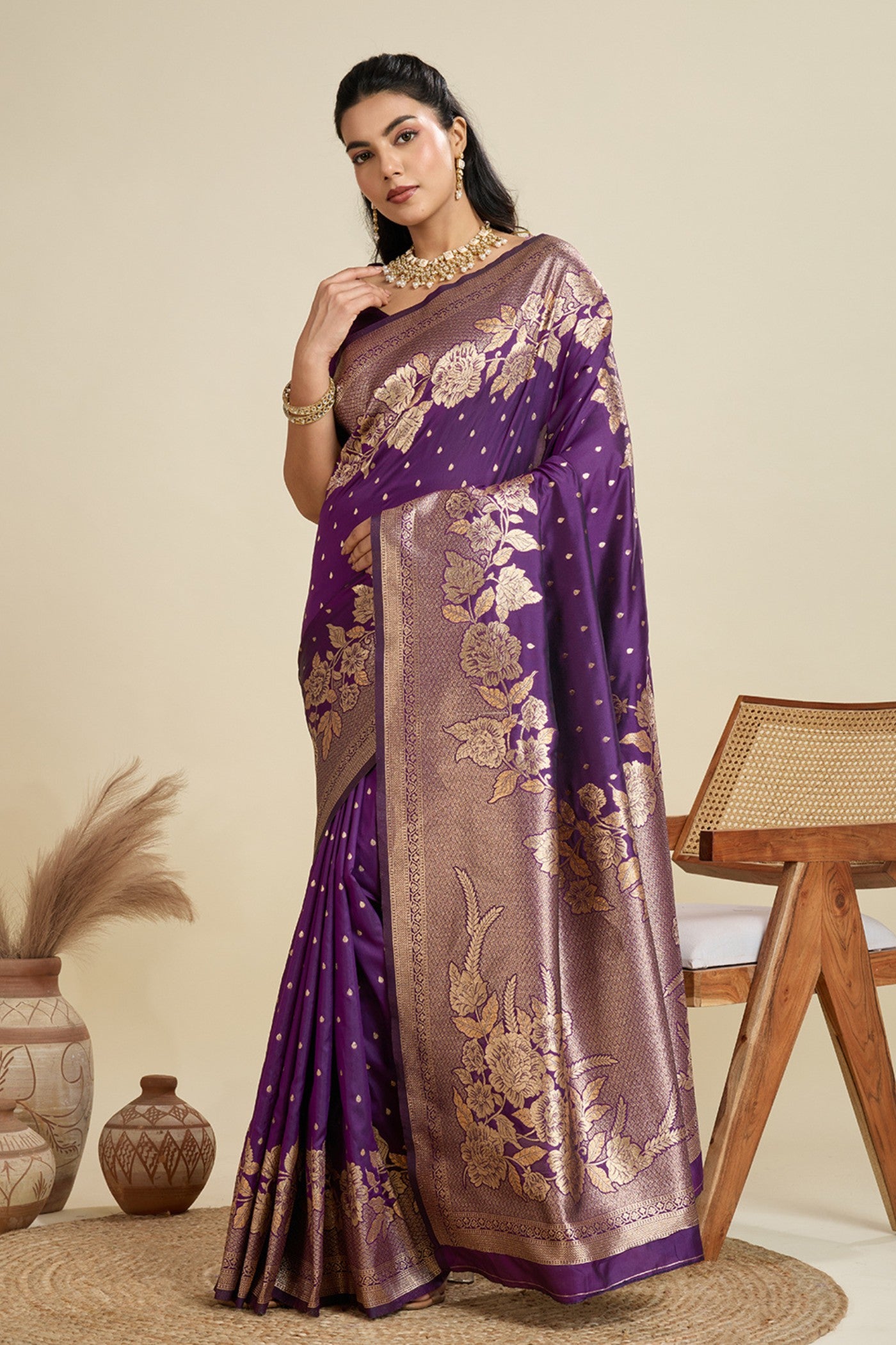 MySilkLove Opera Purple Zari Woven Soft Kanjivaram Saree