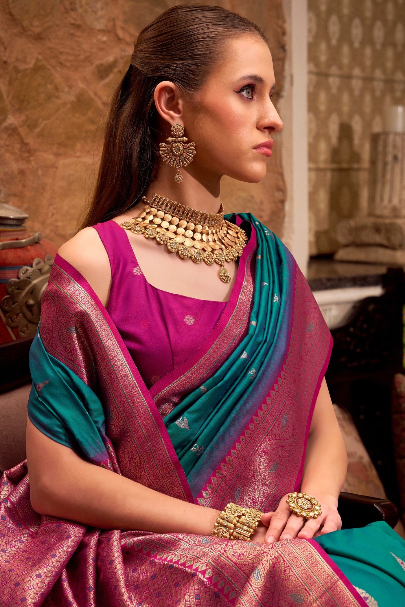 MySilkLove Lincoln Green Woven Banarsi Saree