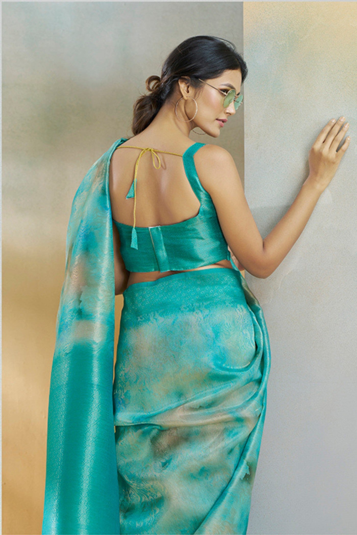 Buy MySilkLove Topaz Blue Banarasi Handloom Saree Online