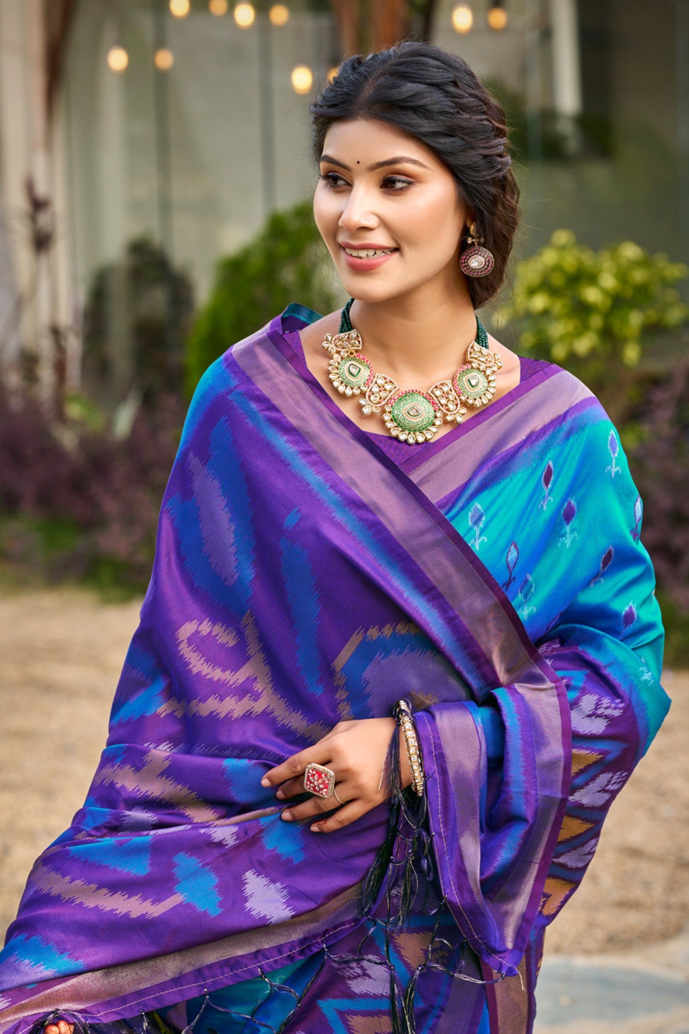 MySilkLove Lapis Blue Ikkat Soft Silk Saree