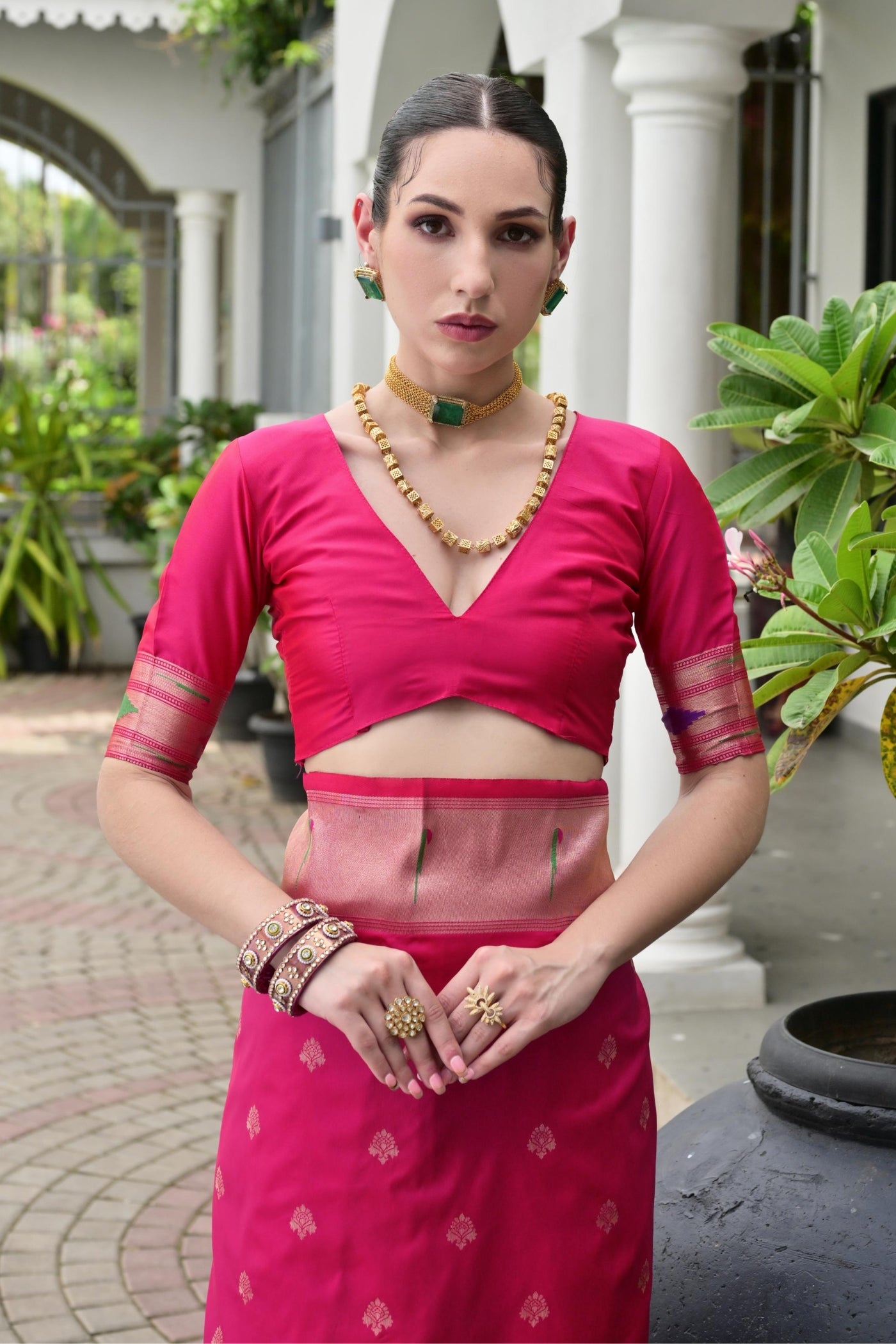 Buy MySilkLove Roseberry Pink Woven Paithani Saree Online