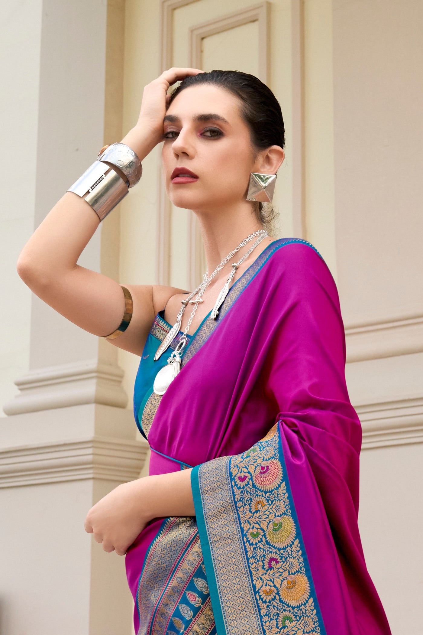 Buy MySilkLove Royal Heath Purple Woven Banarasi Soft Silk Saree Online