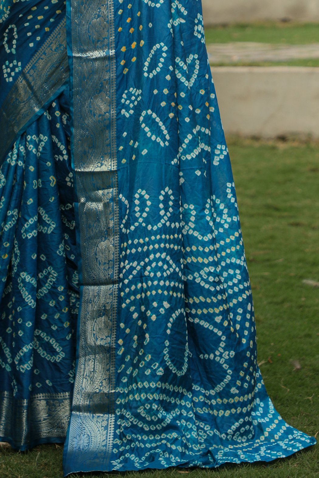 Buy MySilkLove Chathams Blue Designer Bandhani Printed Saree Online