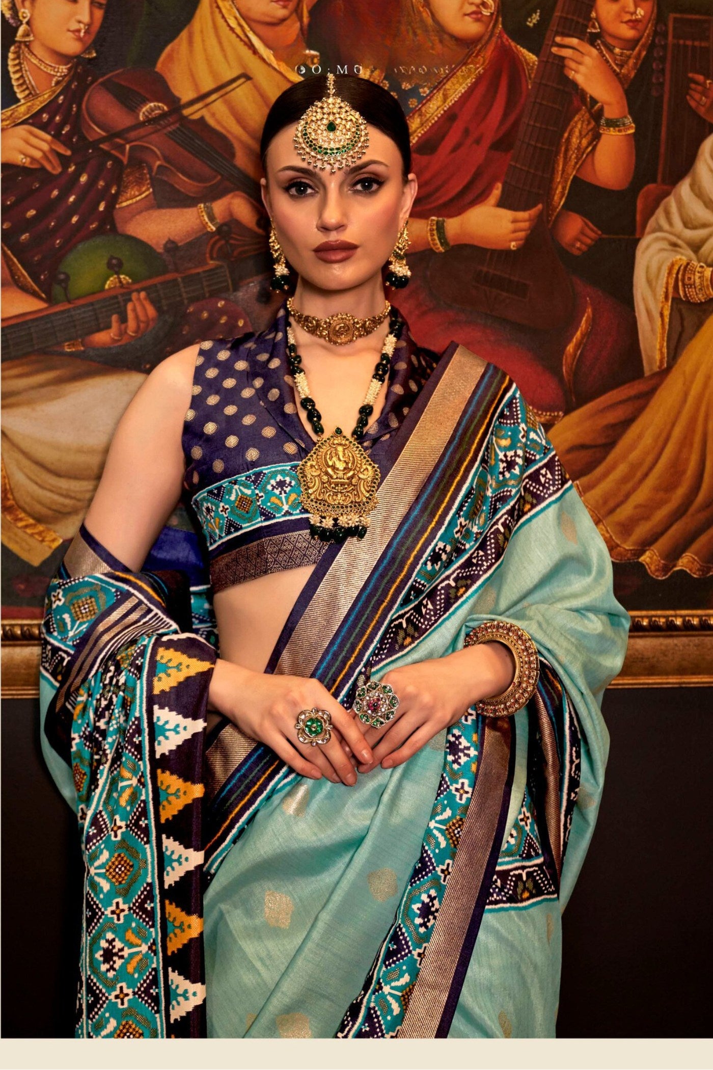 MySilkLove Monte Carlo Blue Printed Patola Saree