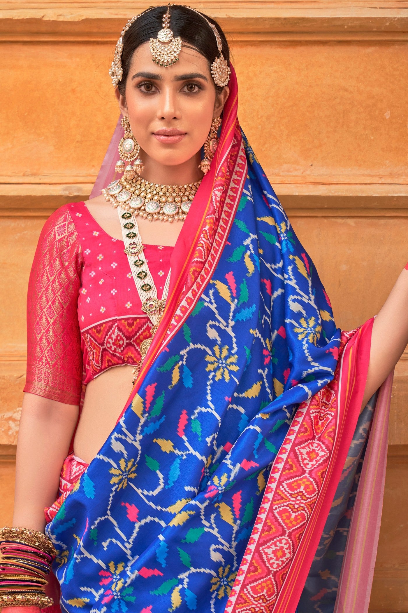 Buy MySilkLove Royal Blue Printed Patola Saree Online