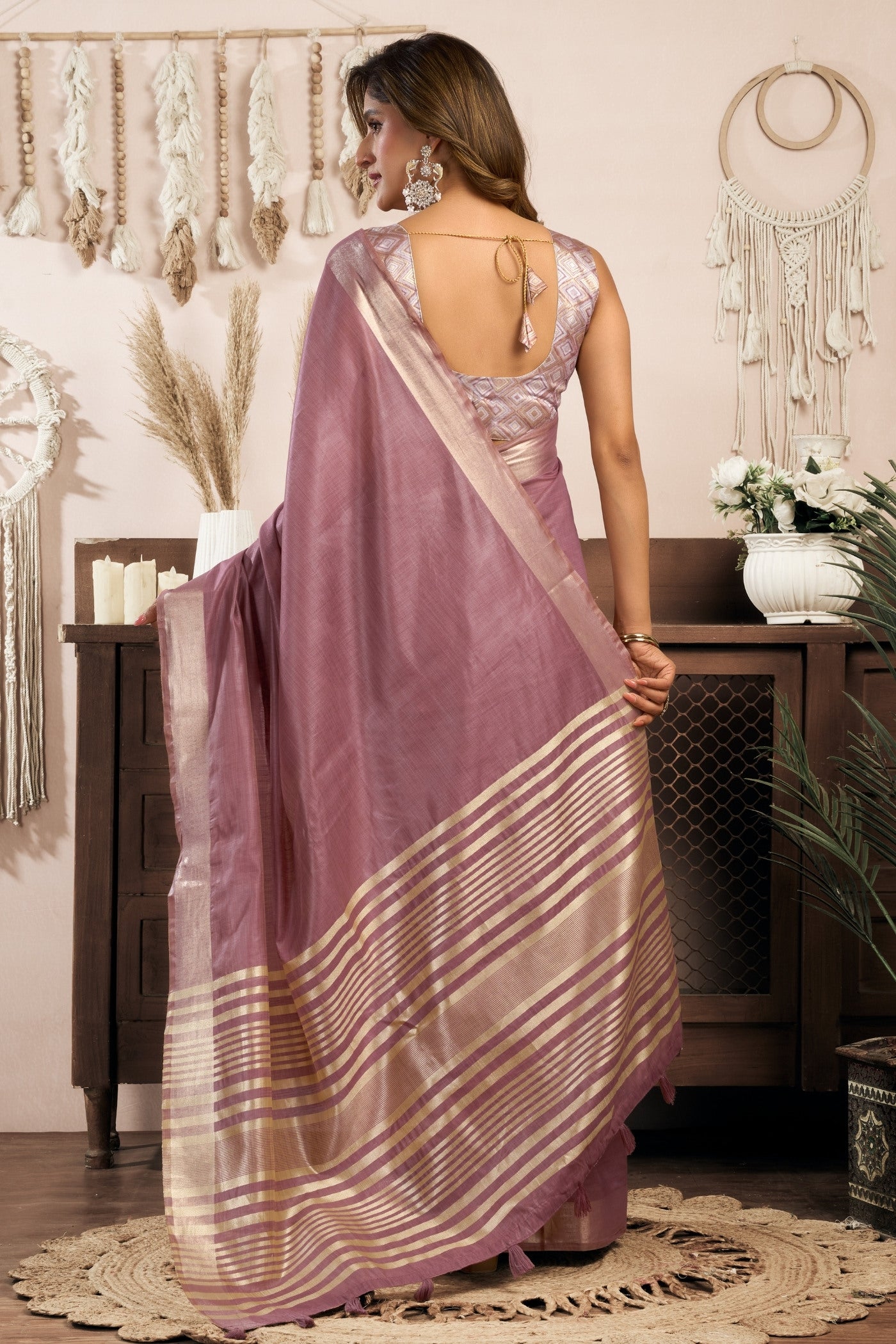 Buy MySilkLove Plum Purple Handloom Cotton Saree Online