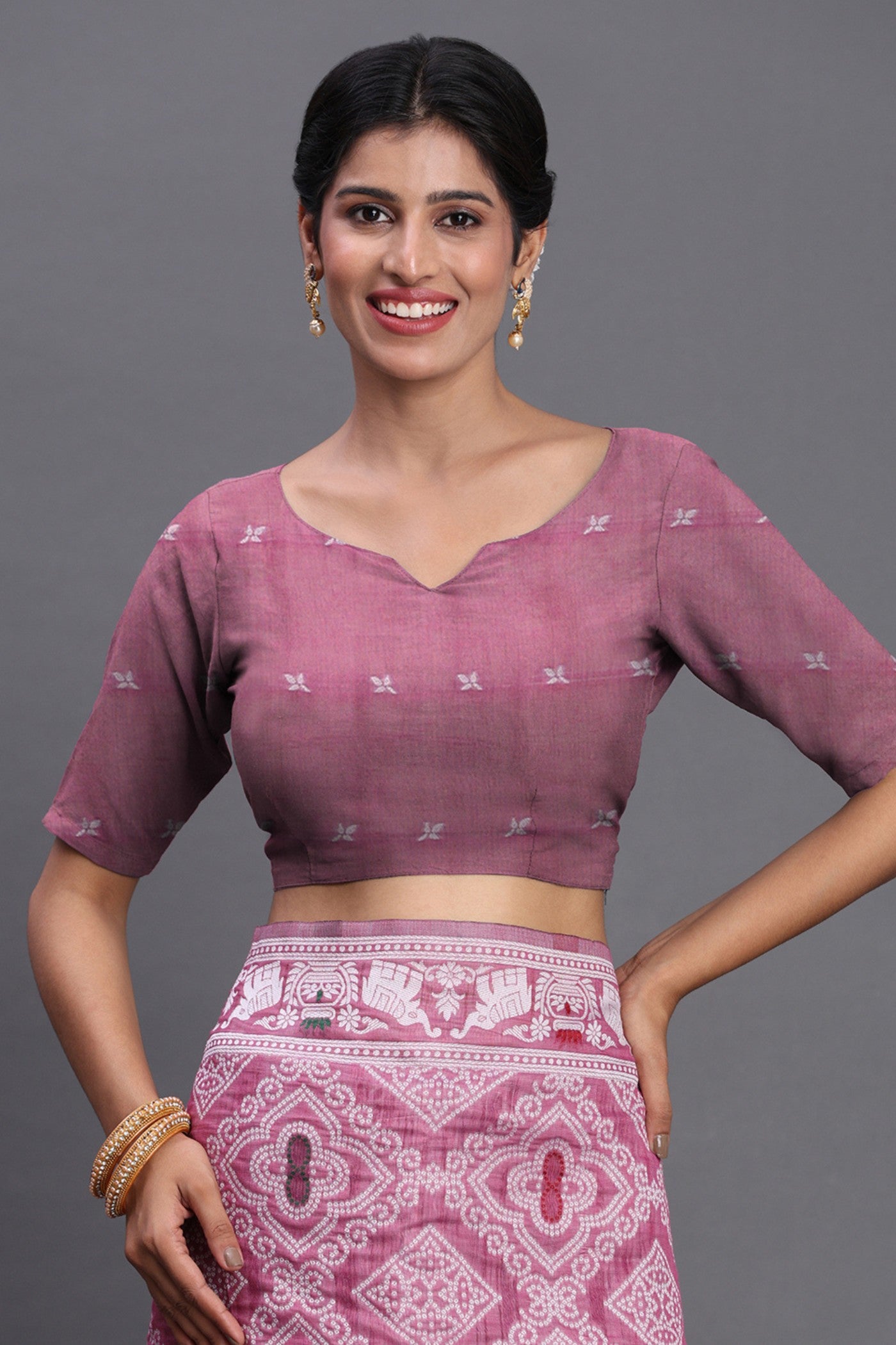 Buy MySilkLove Punch Pink Linen Cotton Saree Online