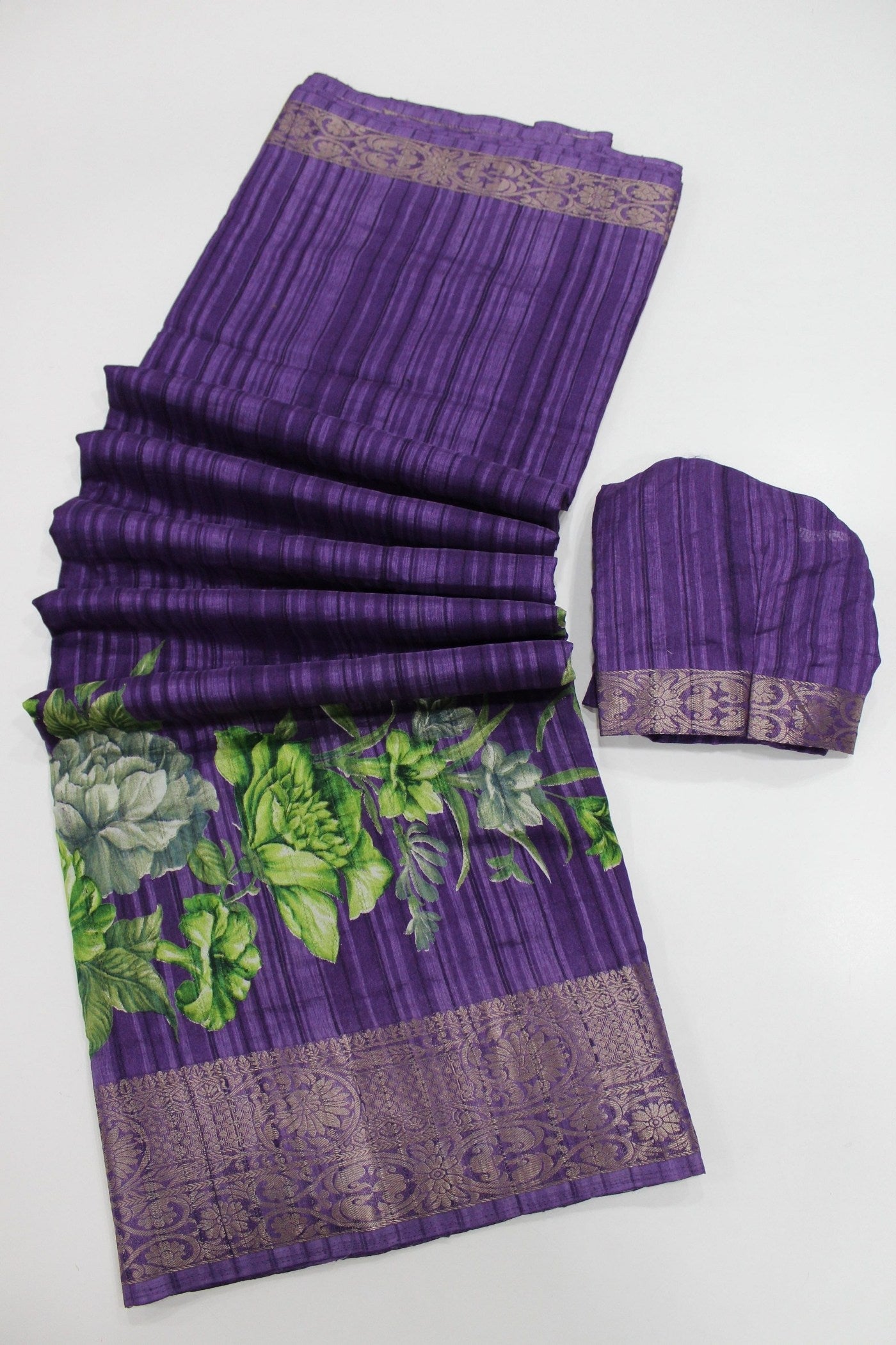 Buy MySilkLove Eminence Purple Banarasi Printed Saree Online