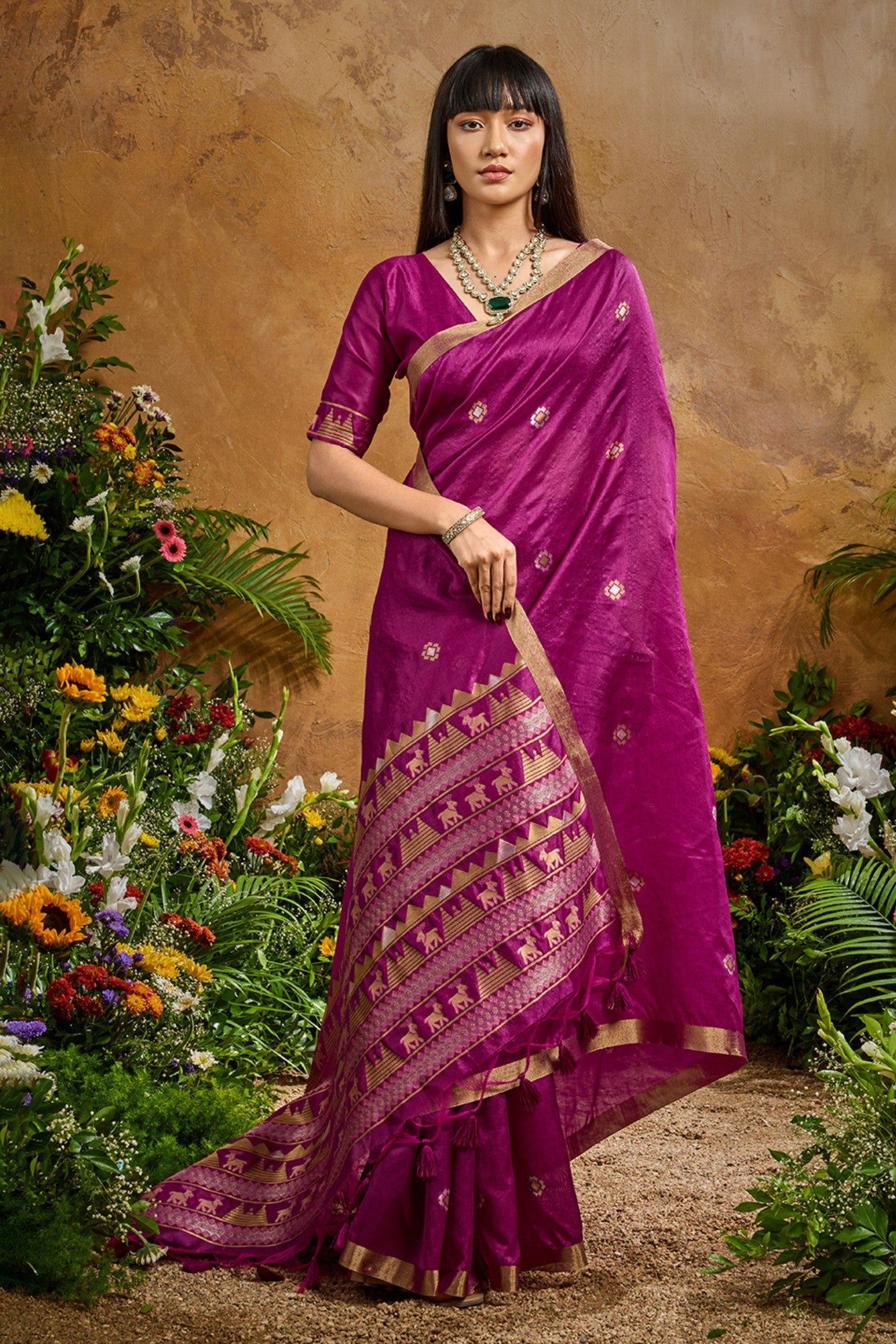 Buy MySilkLove Sangria Purple Tussar Handloom Silk Saree Online