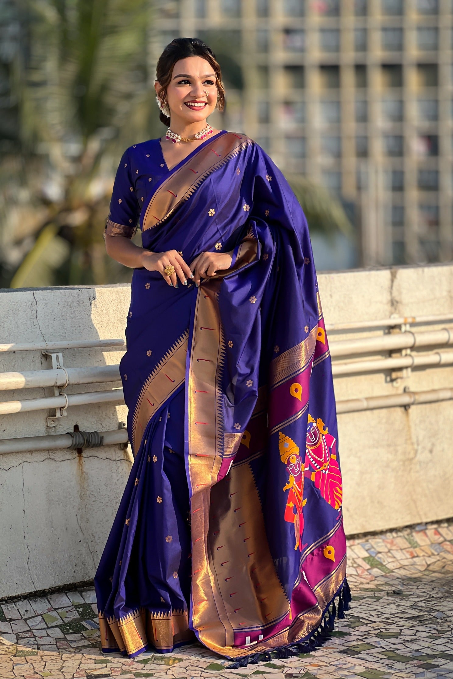 Buy MySilkLove Azure Blue Woven Paithani Saree Online