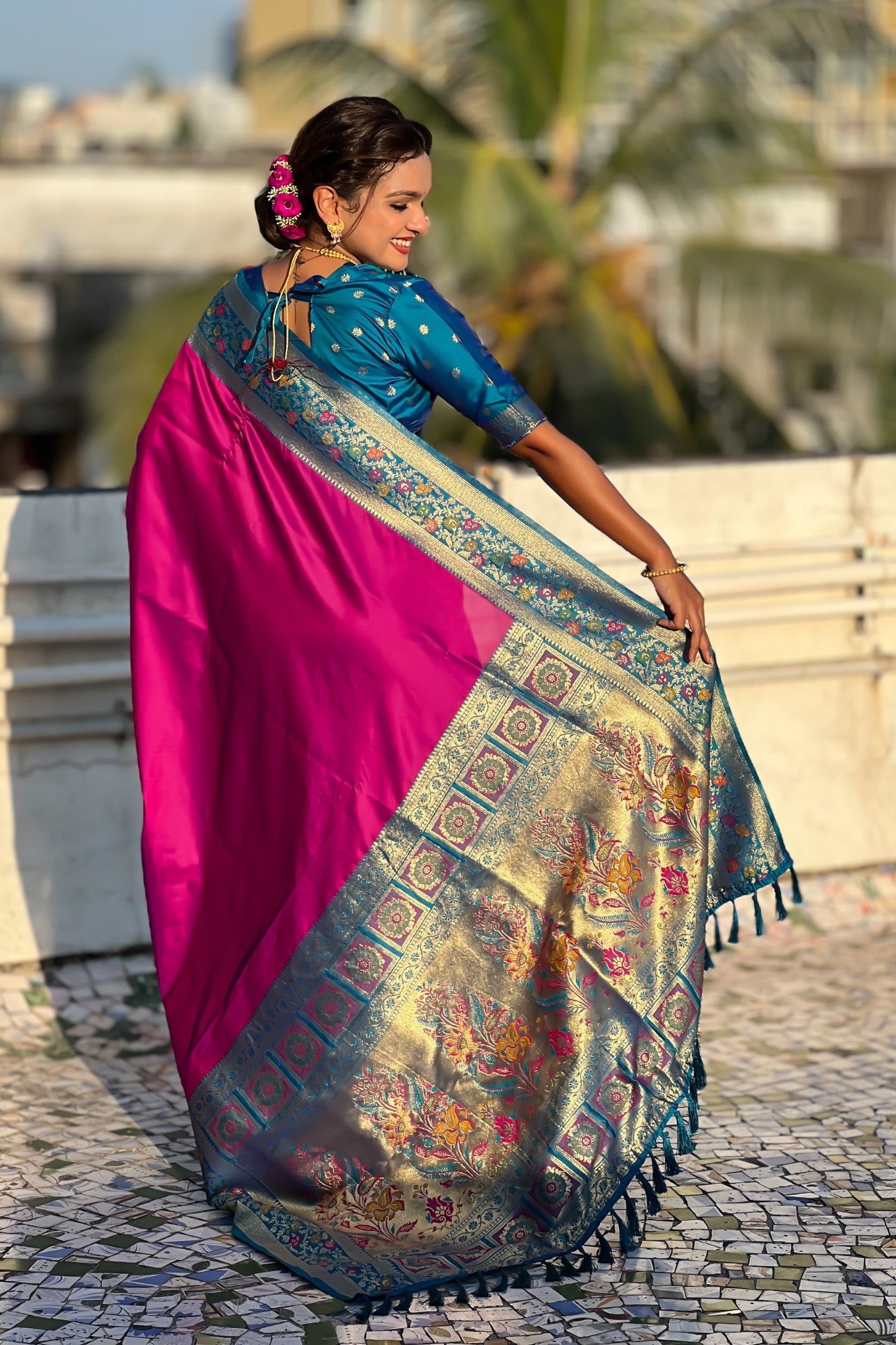 Buy MySilkLove Barney Purple Zari Woven Paithani Saree Online