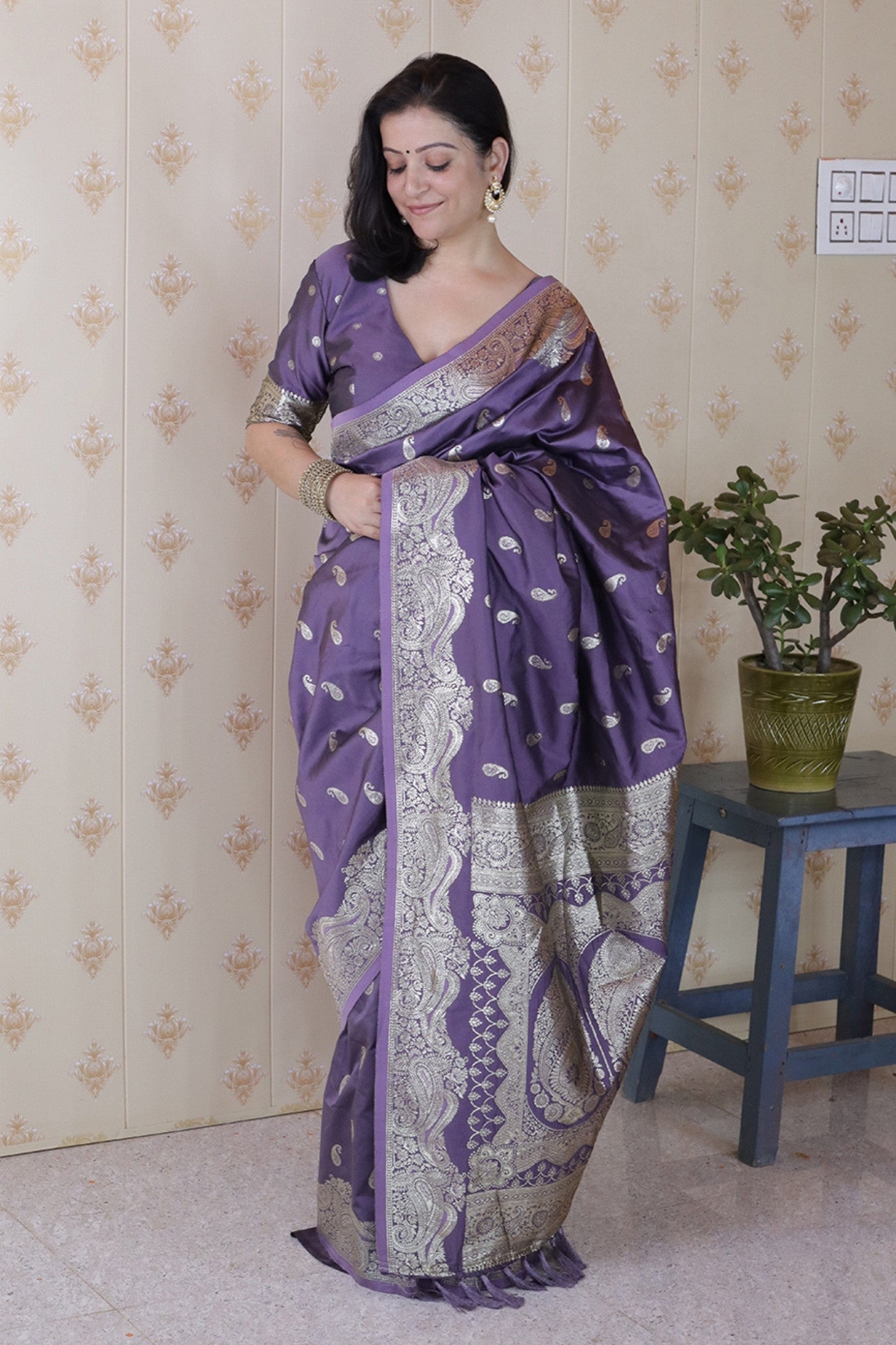 Buy MySilkLove African Purple Banarasi Handloom Saree Online