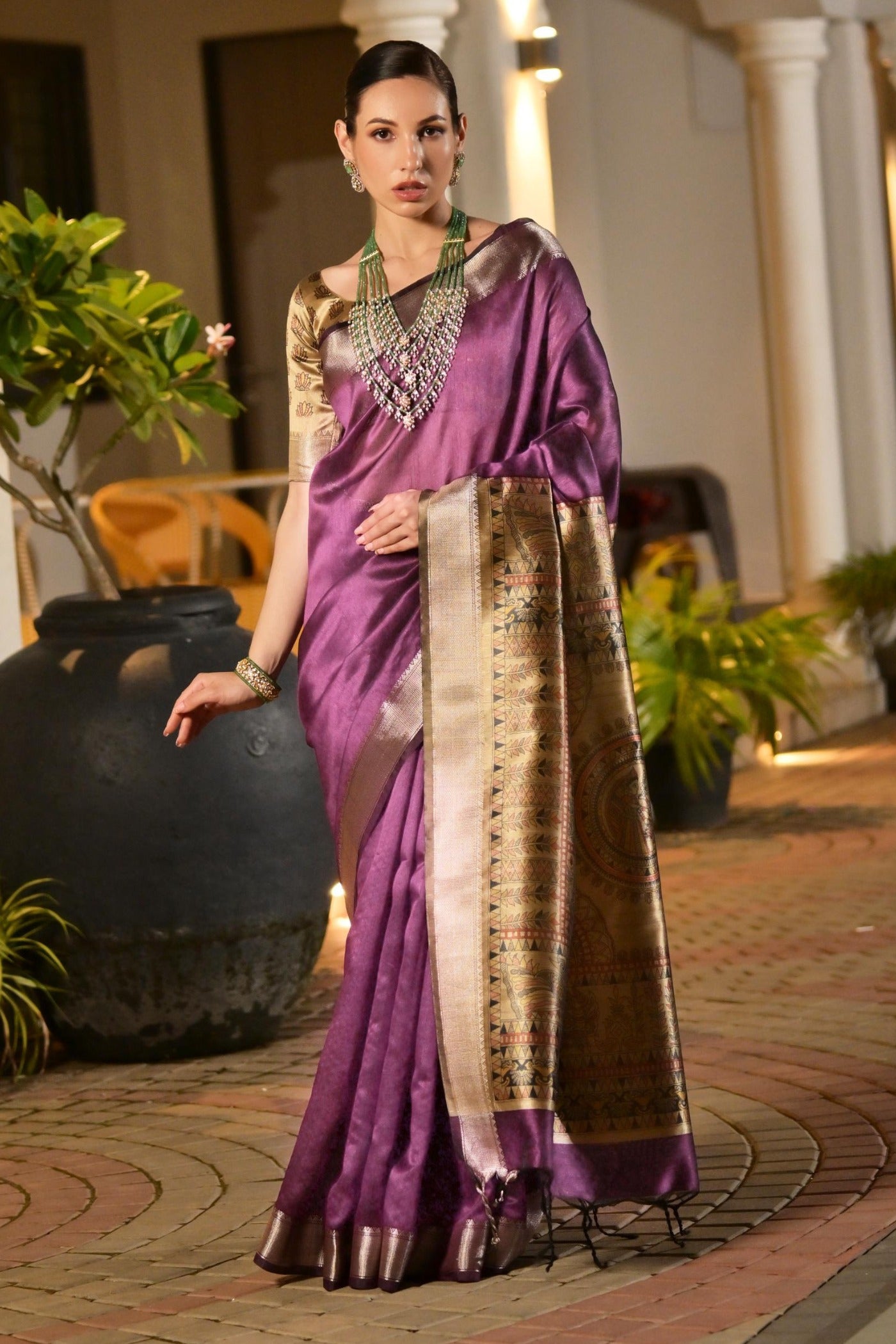 Buy MySilkLove Lilac Purple Tussar Silk Saree Online