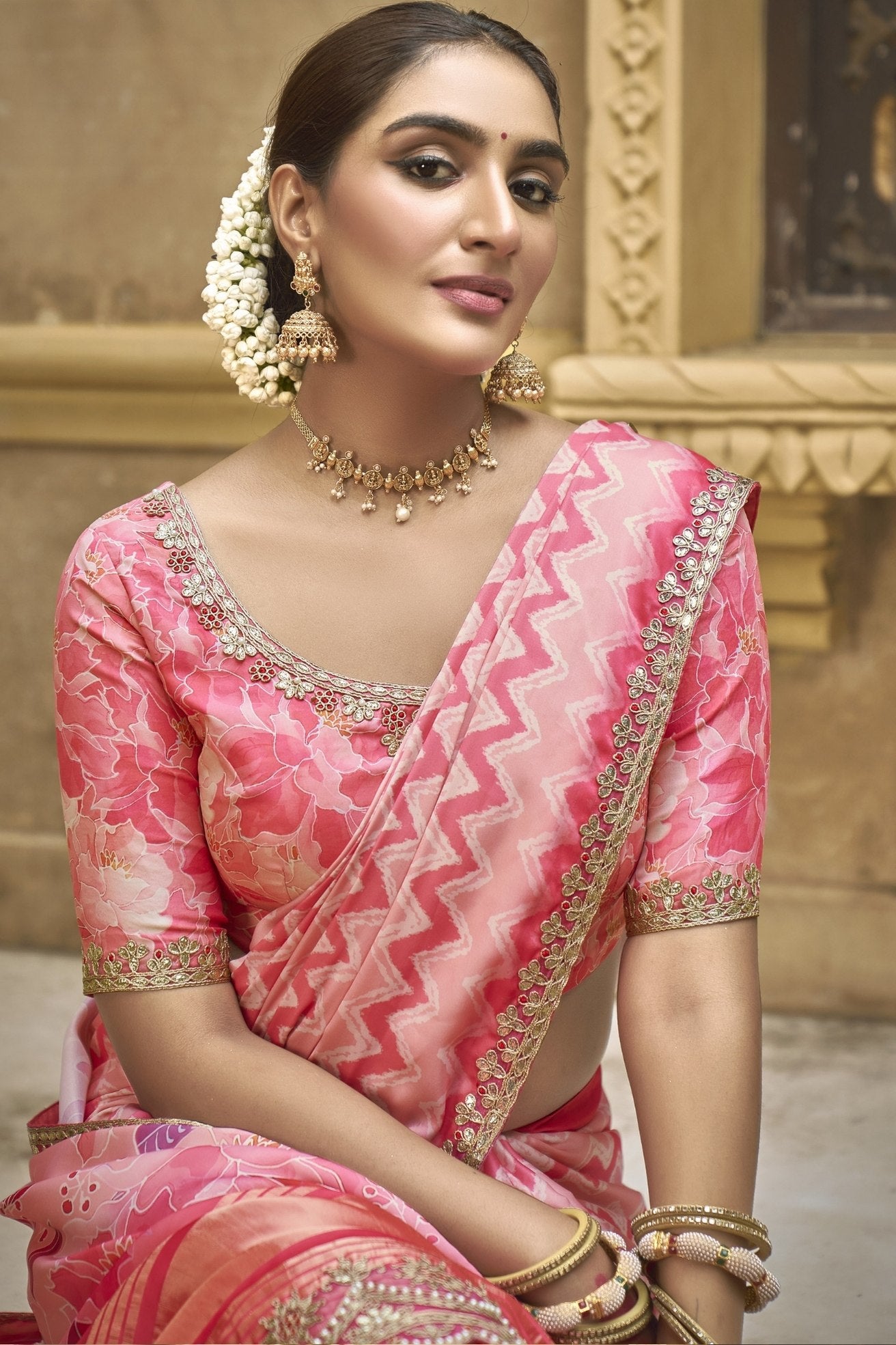 Buy MySilkLove Spanish Pink Banarasi Designer Saree Online