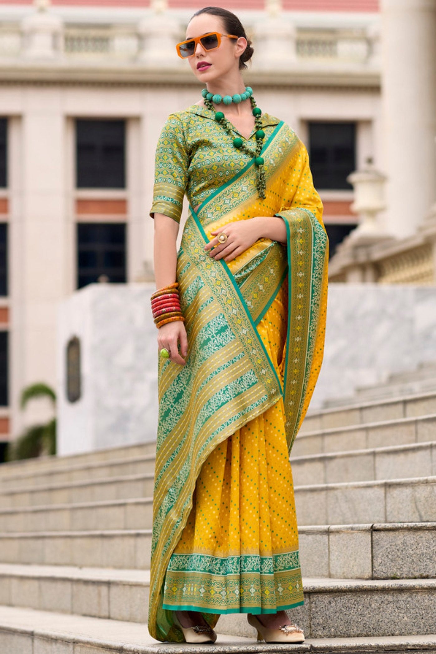 Buy MySilkLove Buttercup Yellow Woven Banarasi Saree Online