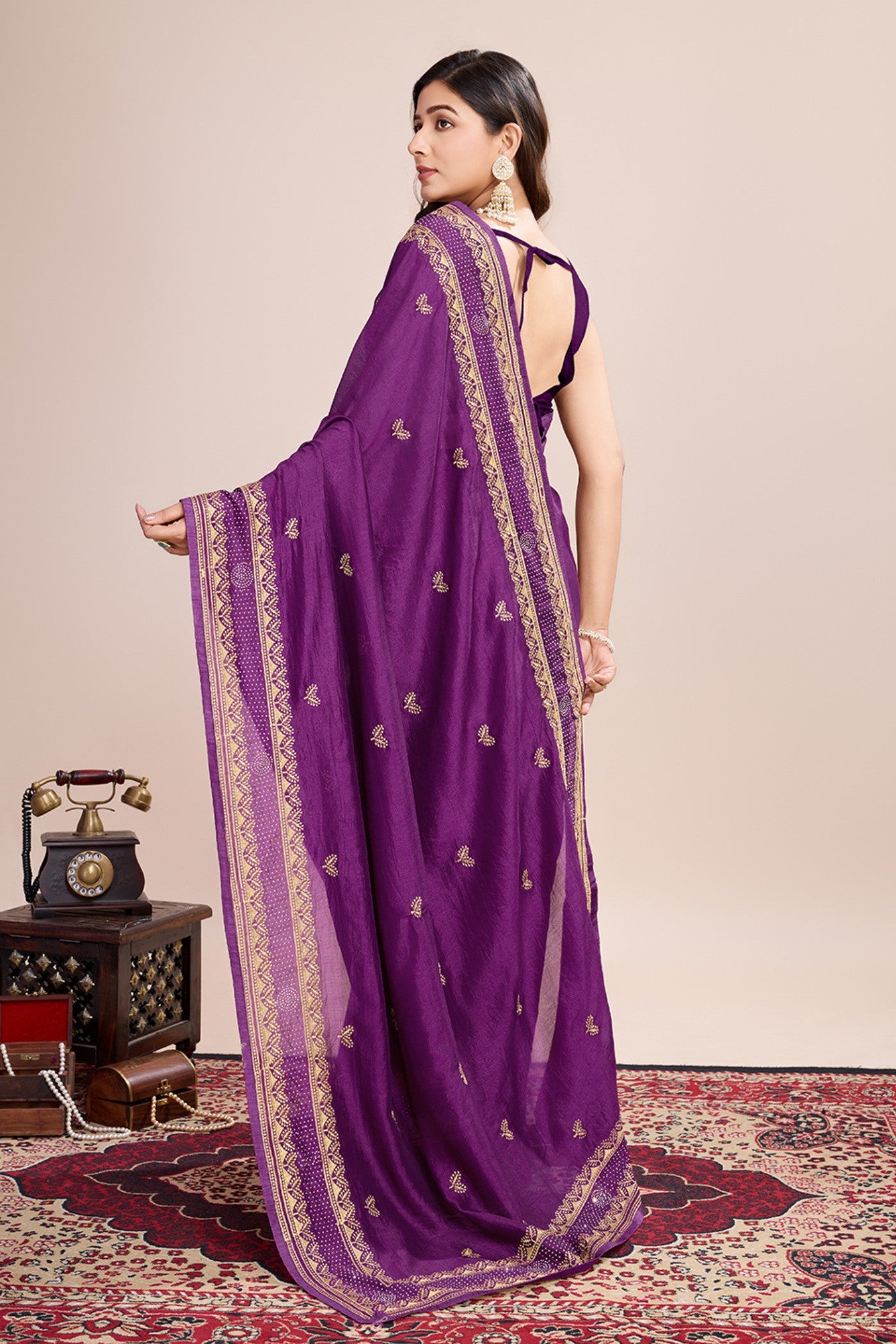 Buy MySilkLove Eminence Purple Designer Partywear Saree Online