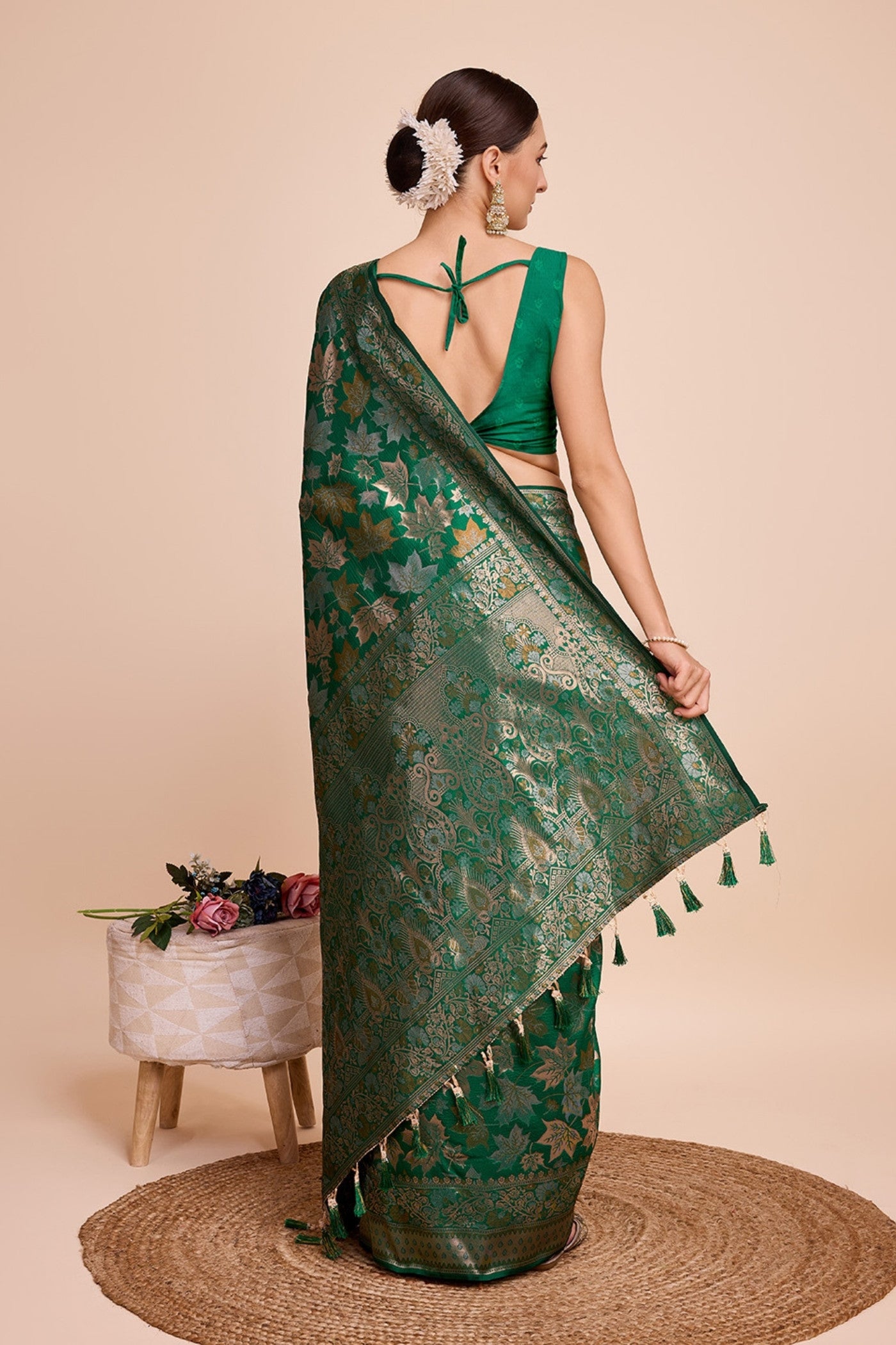 Buy MySilkLove Harlequin Green Banarasi Soft Silk Saree Online