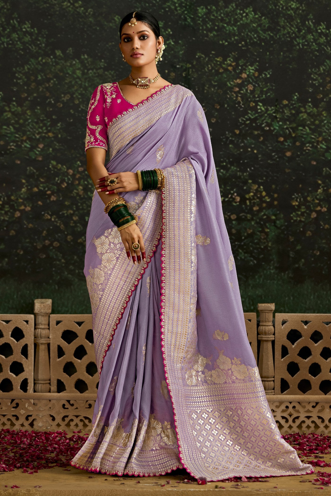 Buy MySilkLove Lilac Purple Designer Banarasi Saree Online