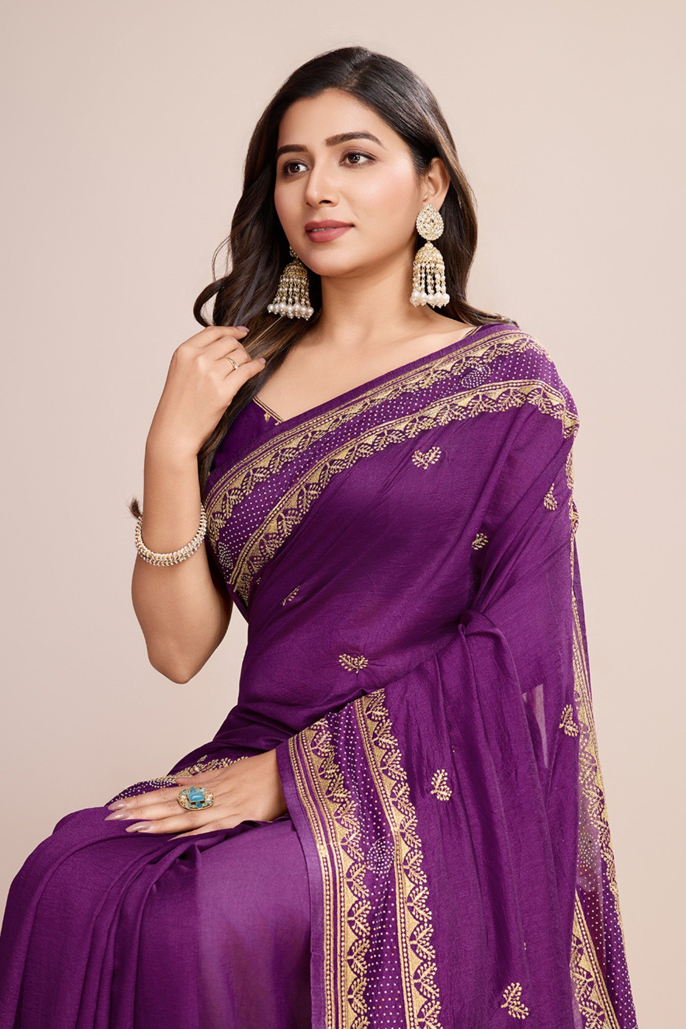 Buy MySilkLove Eminence Purple Designer Partywear Saree Online