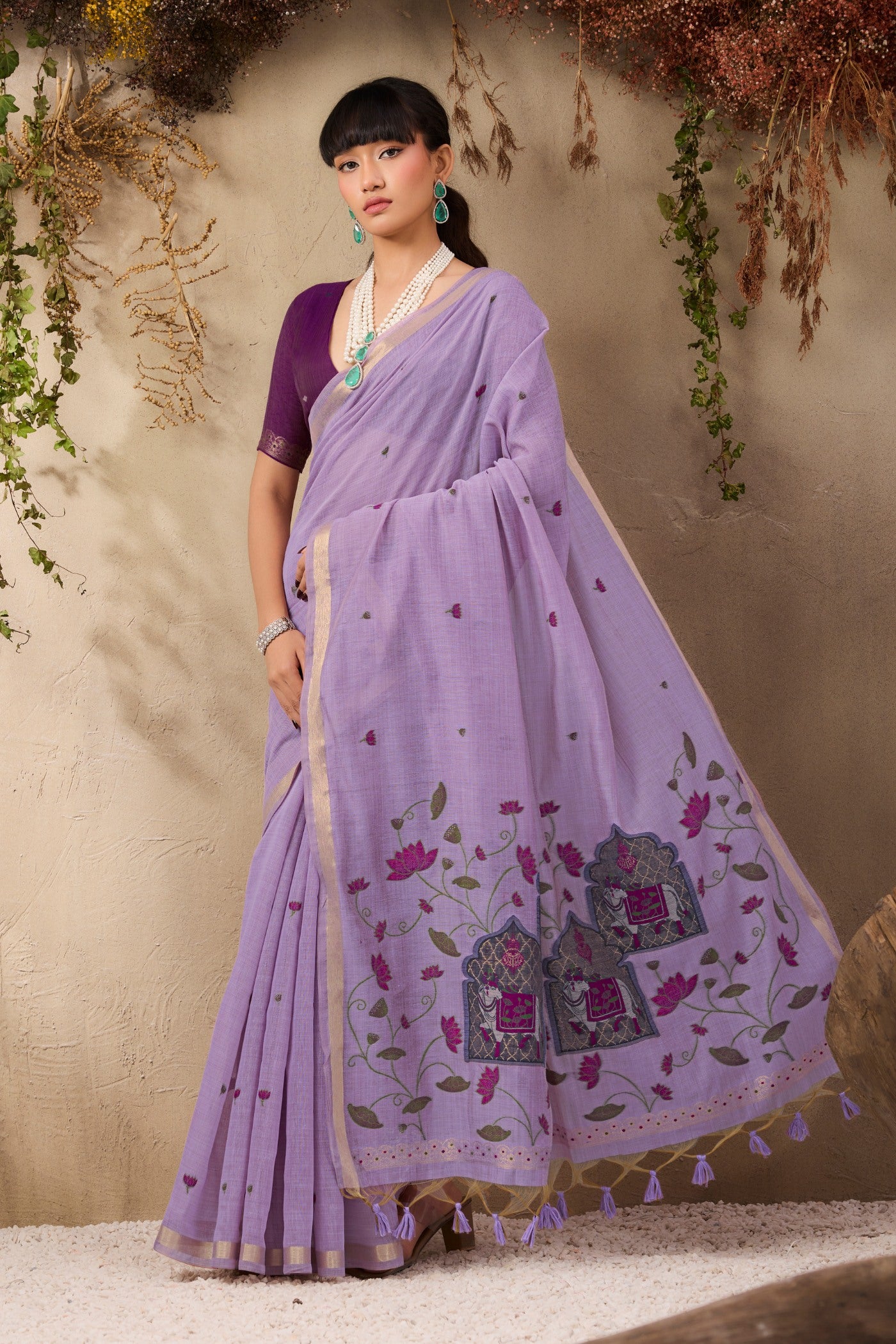 Buy MySilkLove Periwinkle Purple Handloom Cotton Saree Online