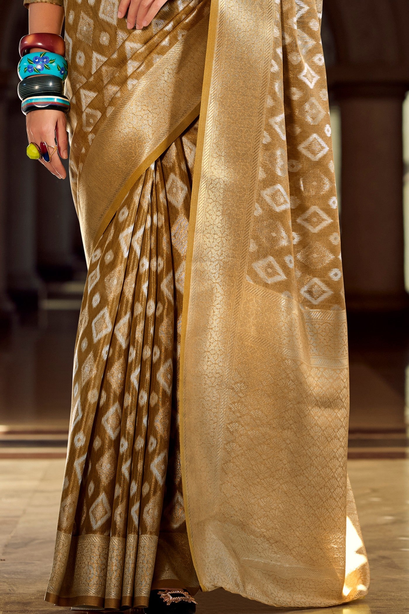 Buy MySilkLove Caramel Brown Tissue Silk Saree Online