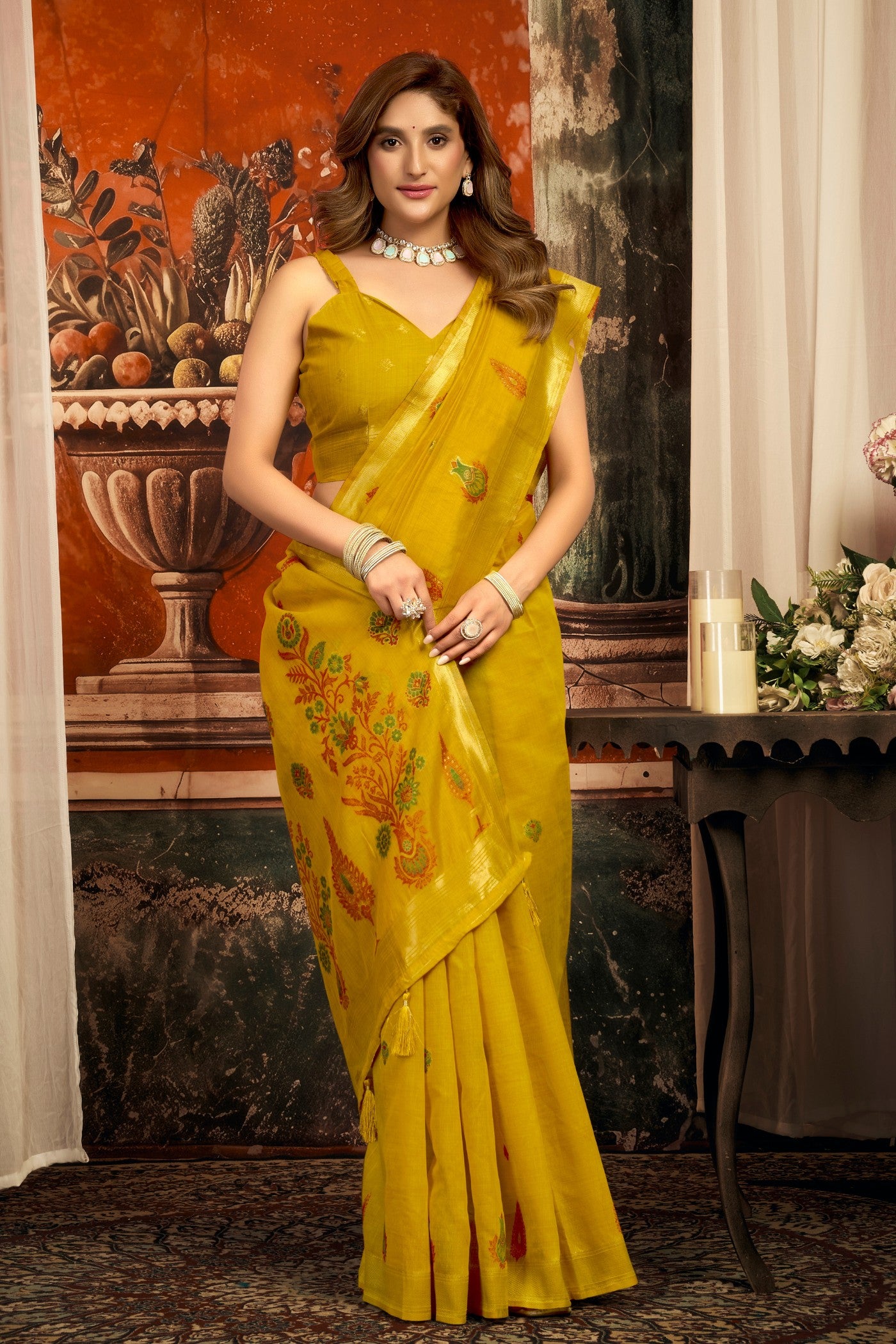Buy MySilkLove Sunshine Yellow Handloom Cotton Saree Online