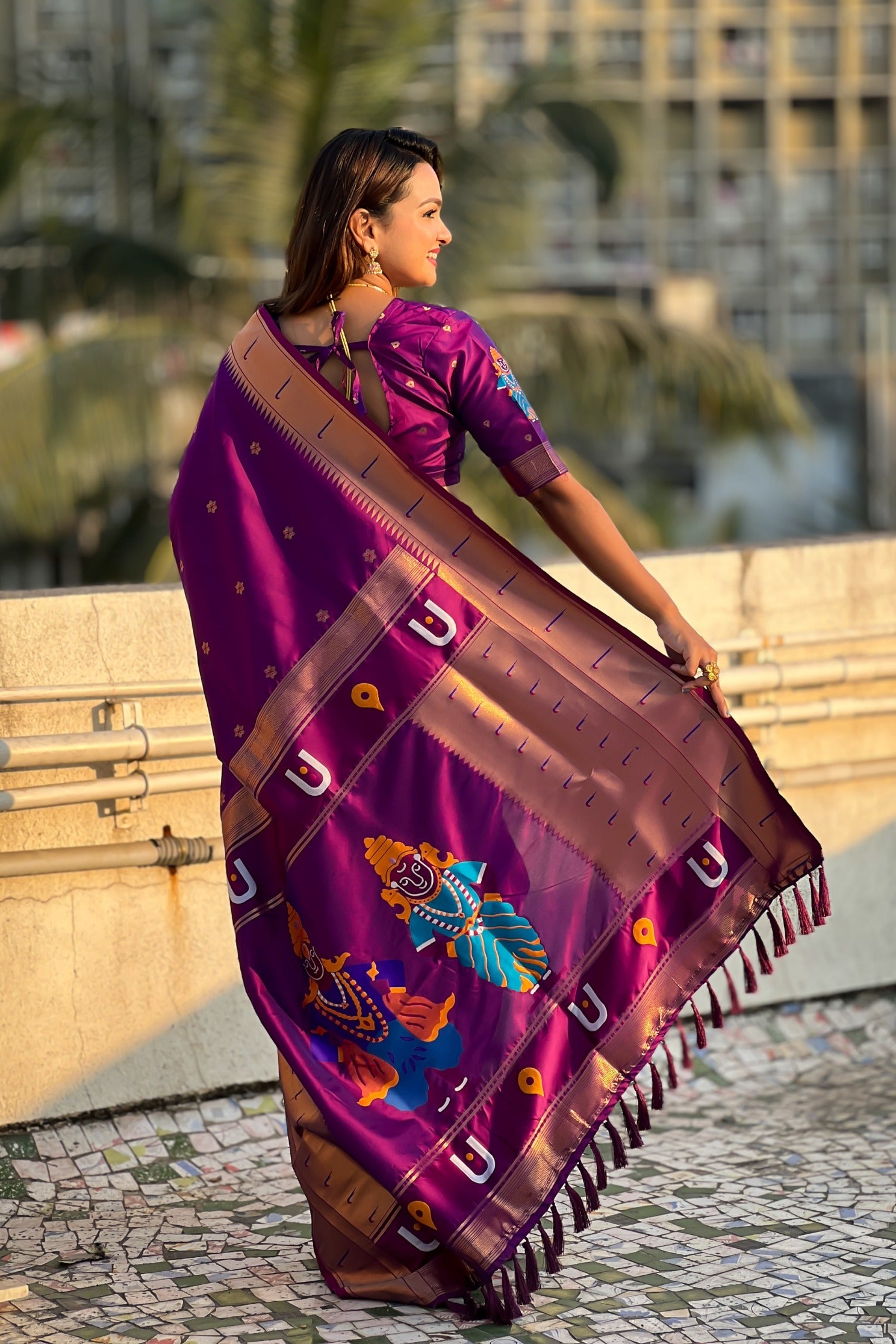 Buy MySilkLove Sangria Purple Woven Paithani Saree Online