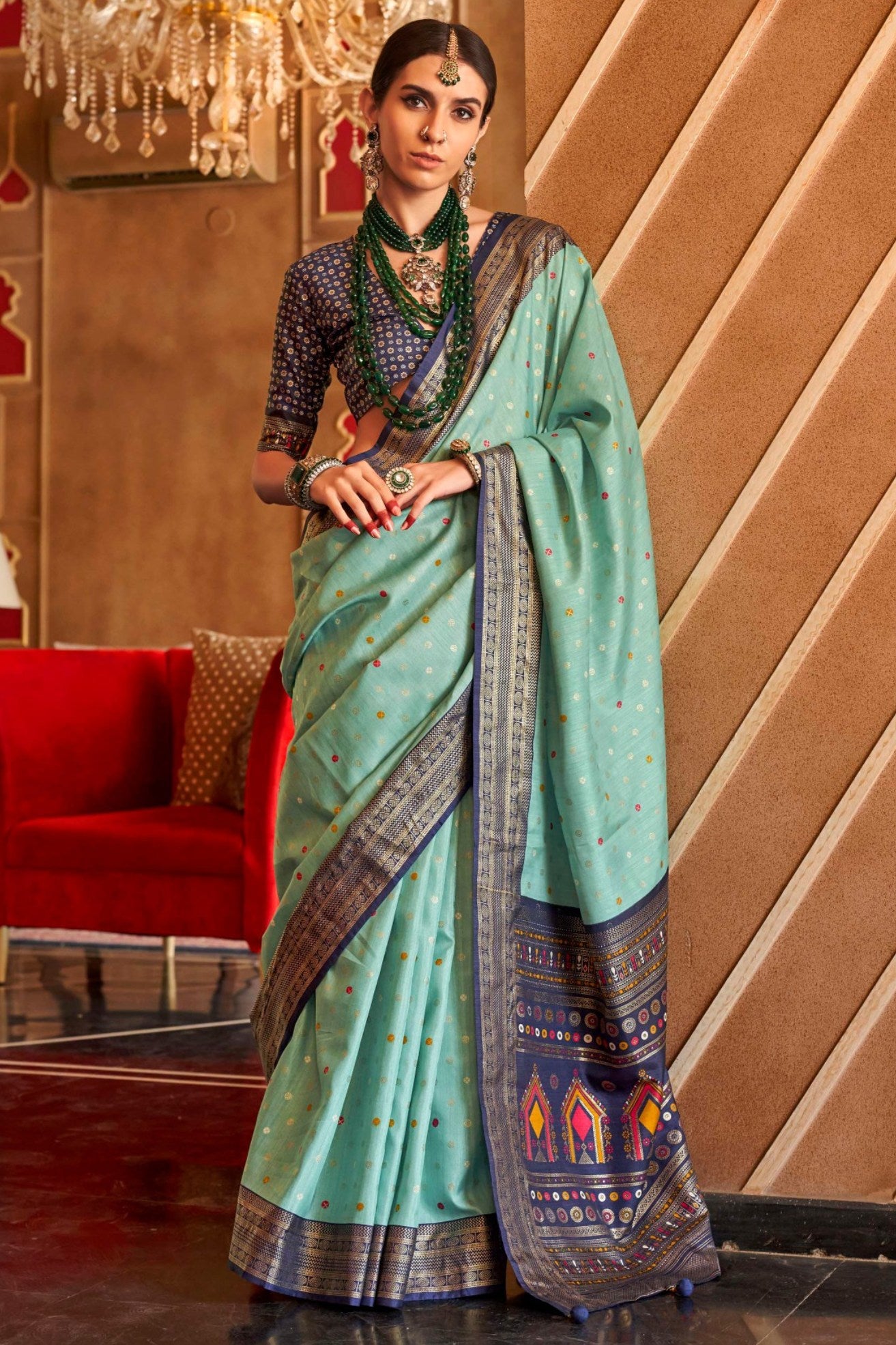 Buy MySilkLove Raniy Blue Printed Patola Saree Online