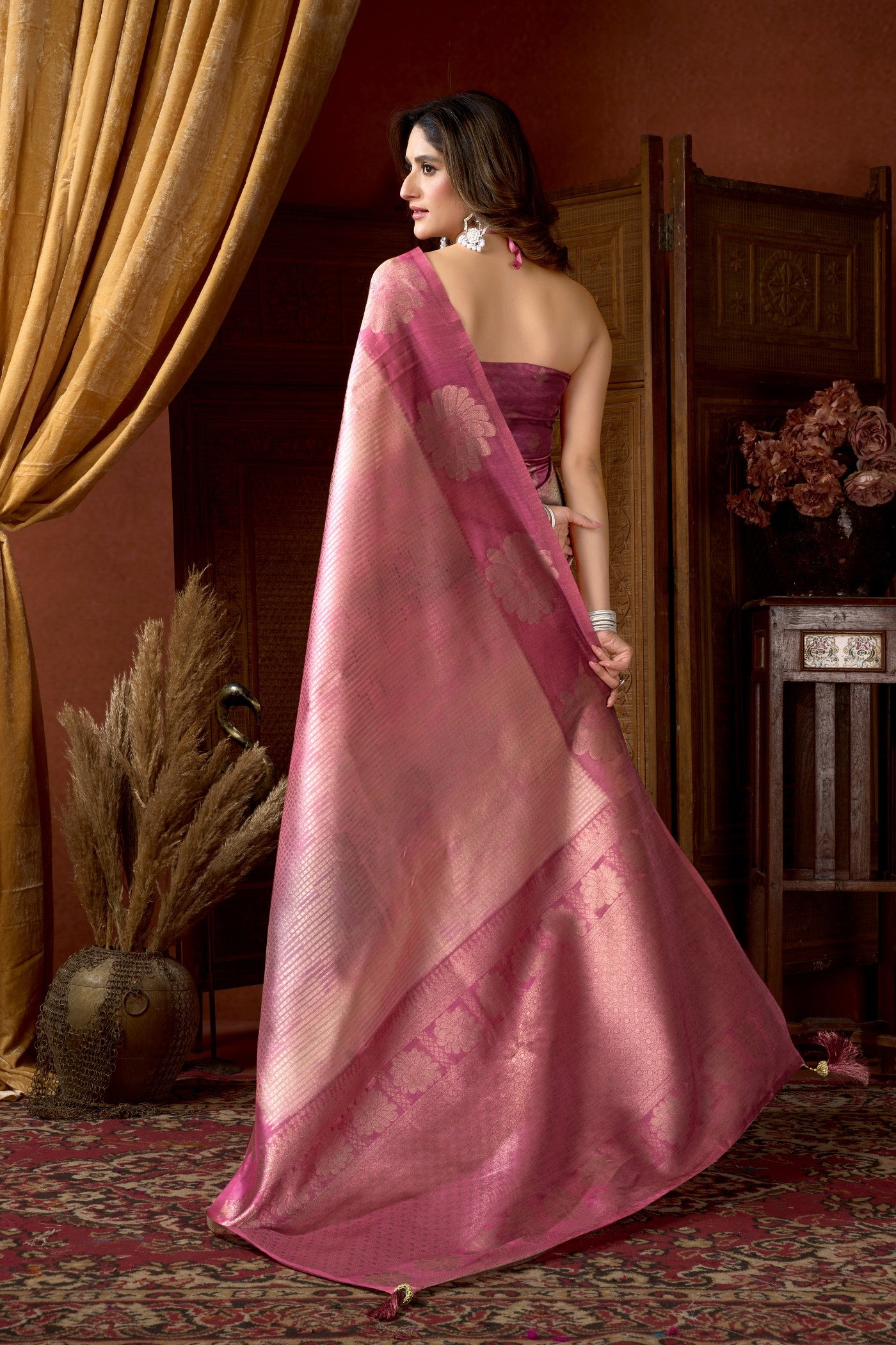 Buy MySilkLove Miller Pink Banarasi Soft Silk Saree Online