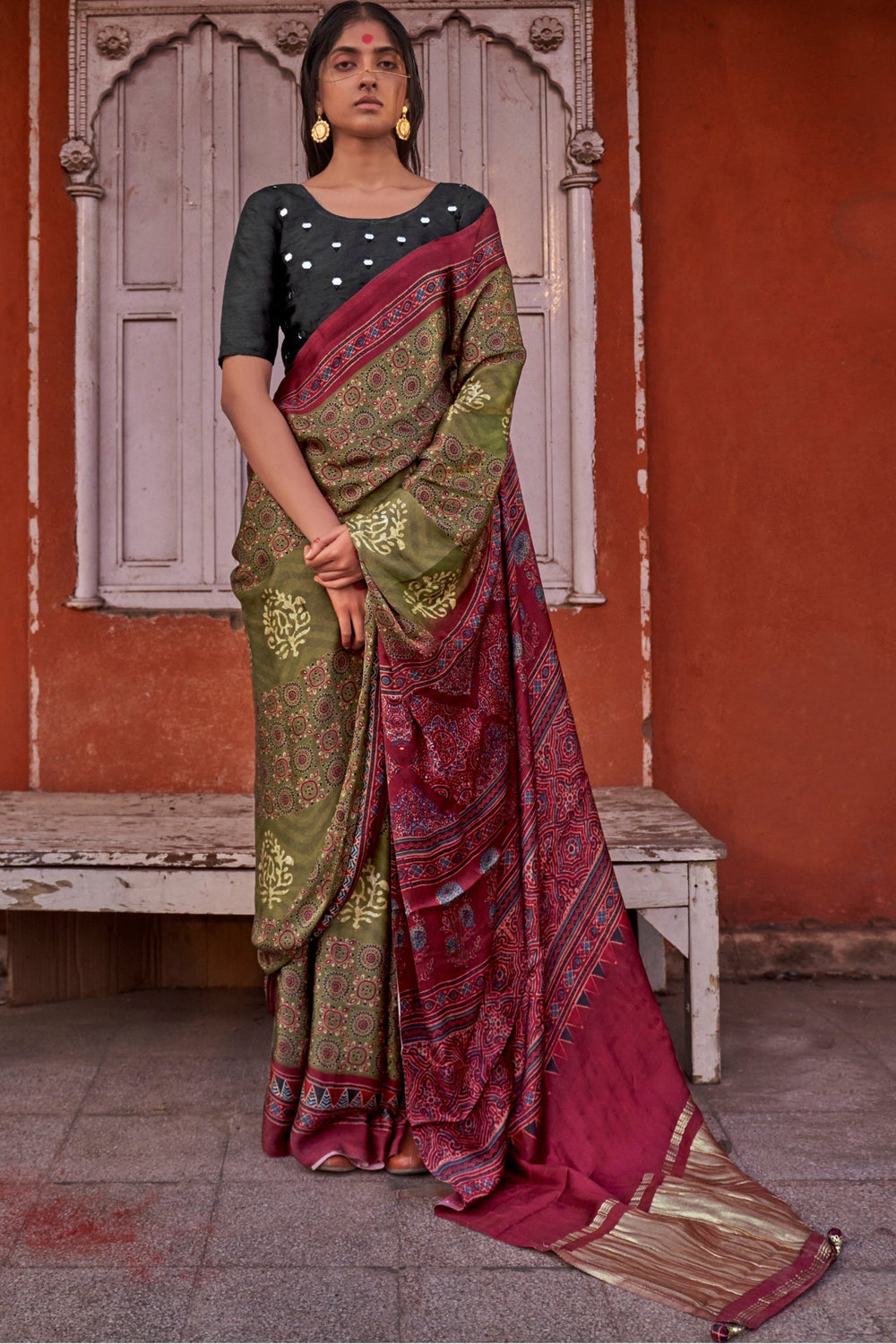 AJ2 - Ajrakh Saree main image 1