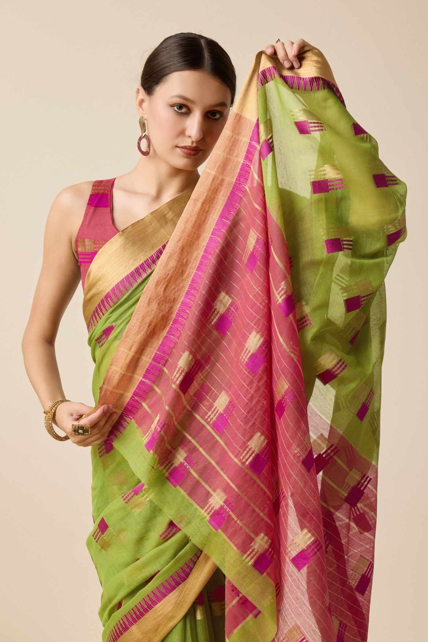 Buy MySilkLove Forest Green Cotton Soft Silk Saree Online