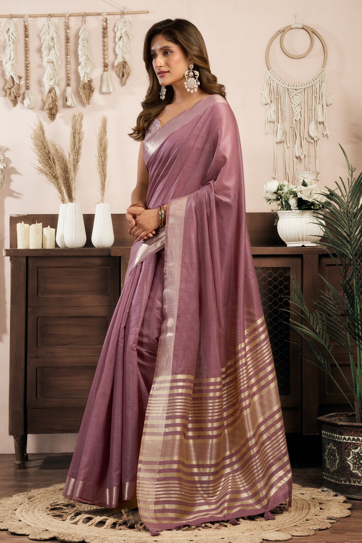 Buy MySilkLove Plum Purple Handloom Cotton Saree Online