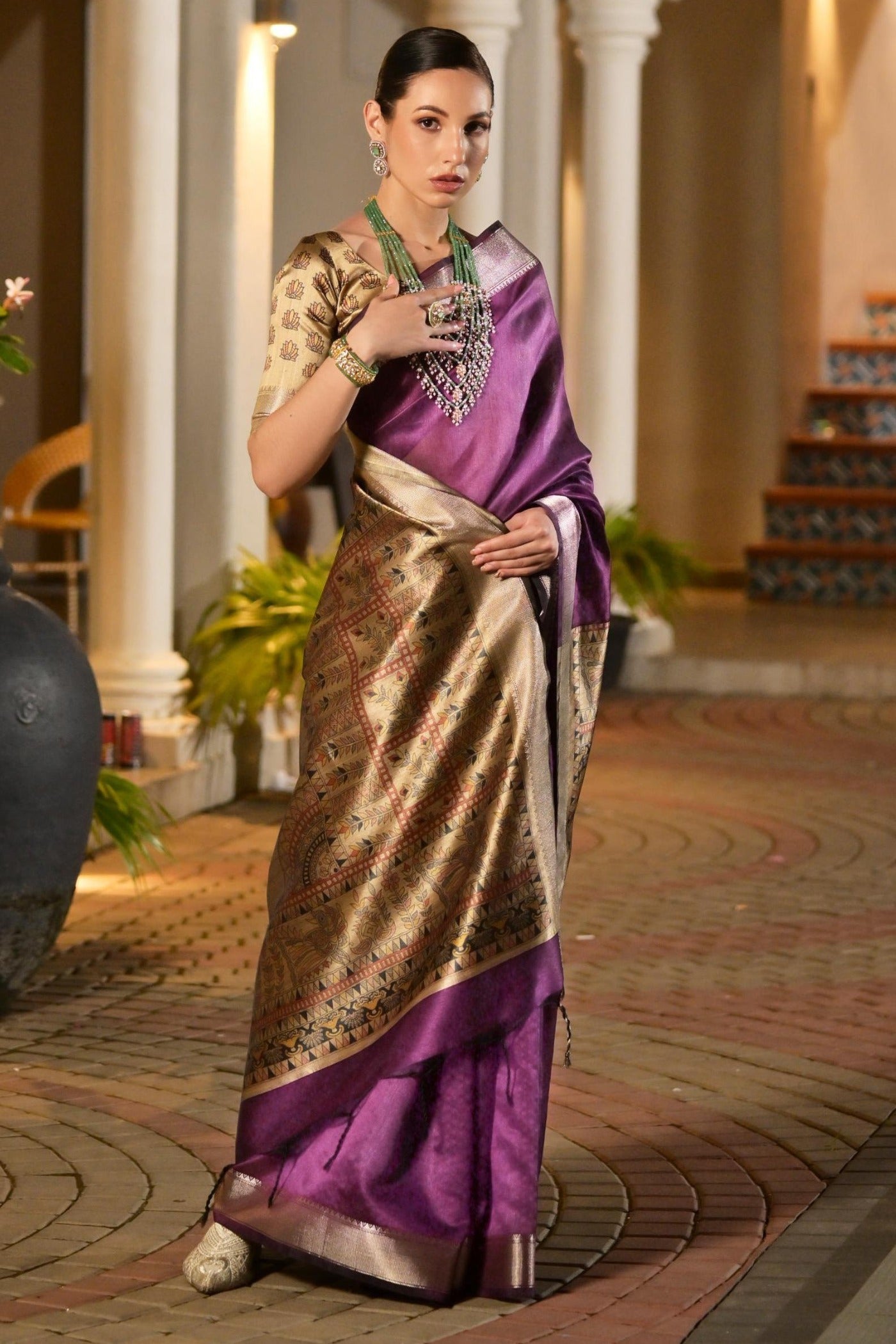 Buy MySilkLove Lilac Purple Tussar Silk Saree Online