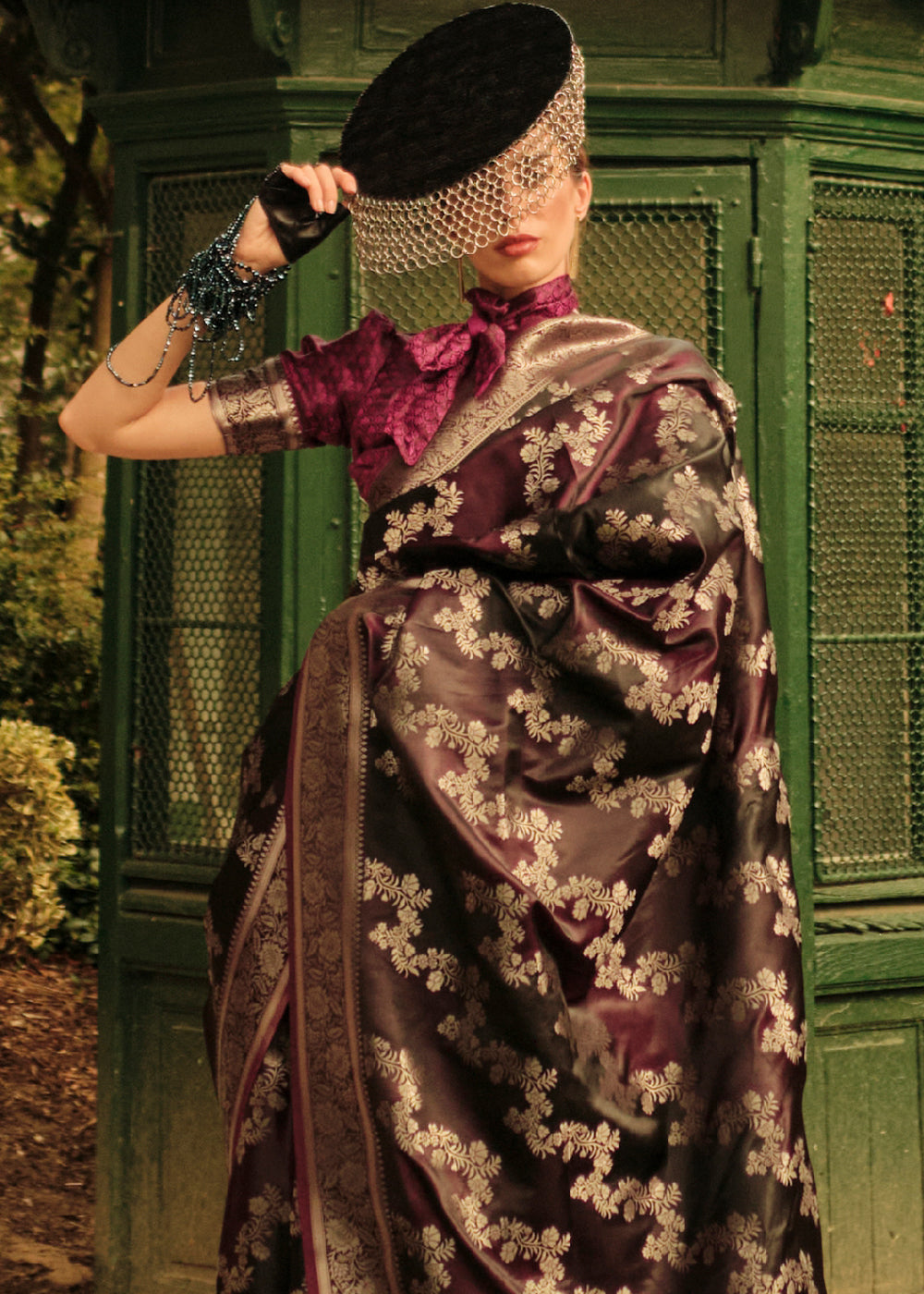 Buy MySilkLove Nero Maroon Banarasi Handloom Rangkat Weaving Saree Online