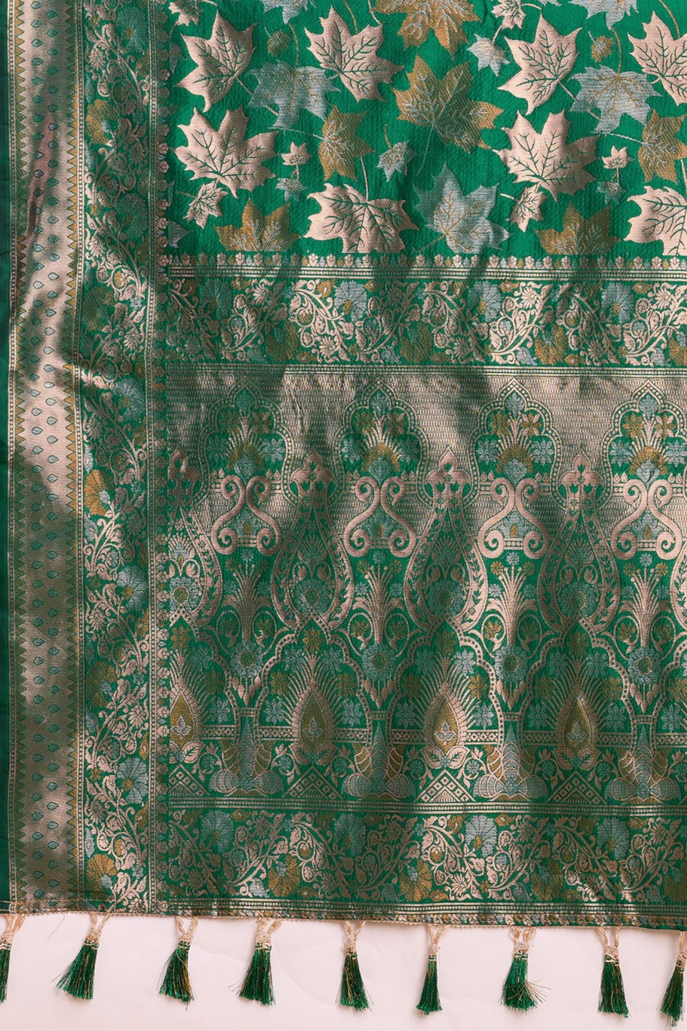 Buy MySilkLove Harlequin Green Banarasi Soft Silk Saree Online