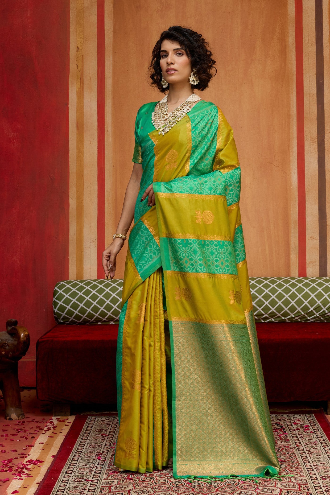 Buy MySilkLove Pesto Green Banarasi Handloom Patola Saree Online