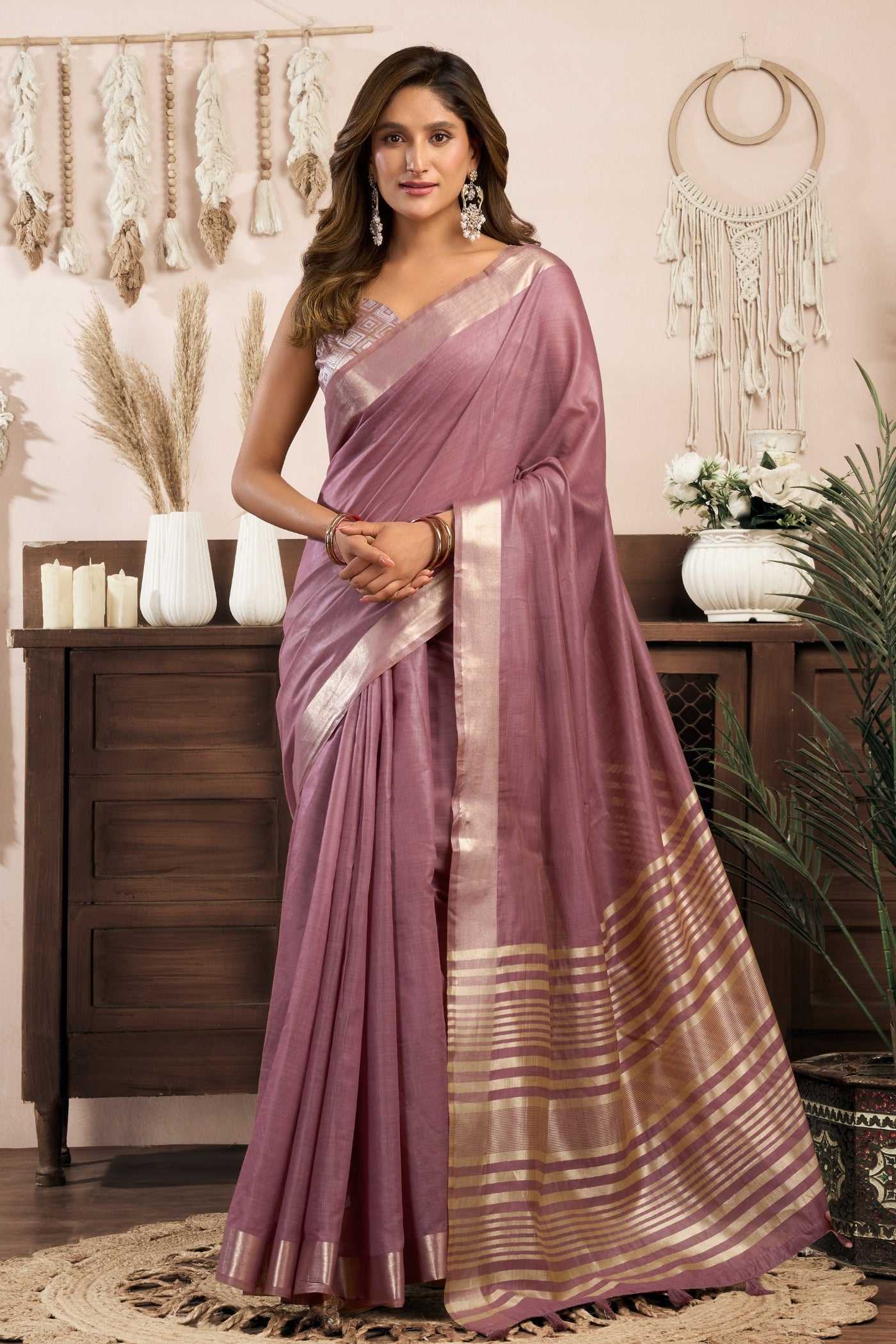 Buy MySilkLove Plum Purple Handloom Cotton Saree Online
