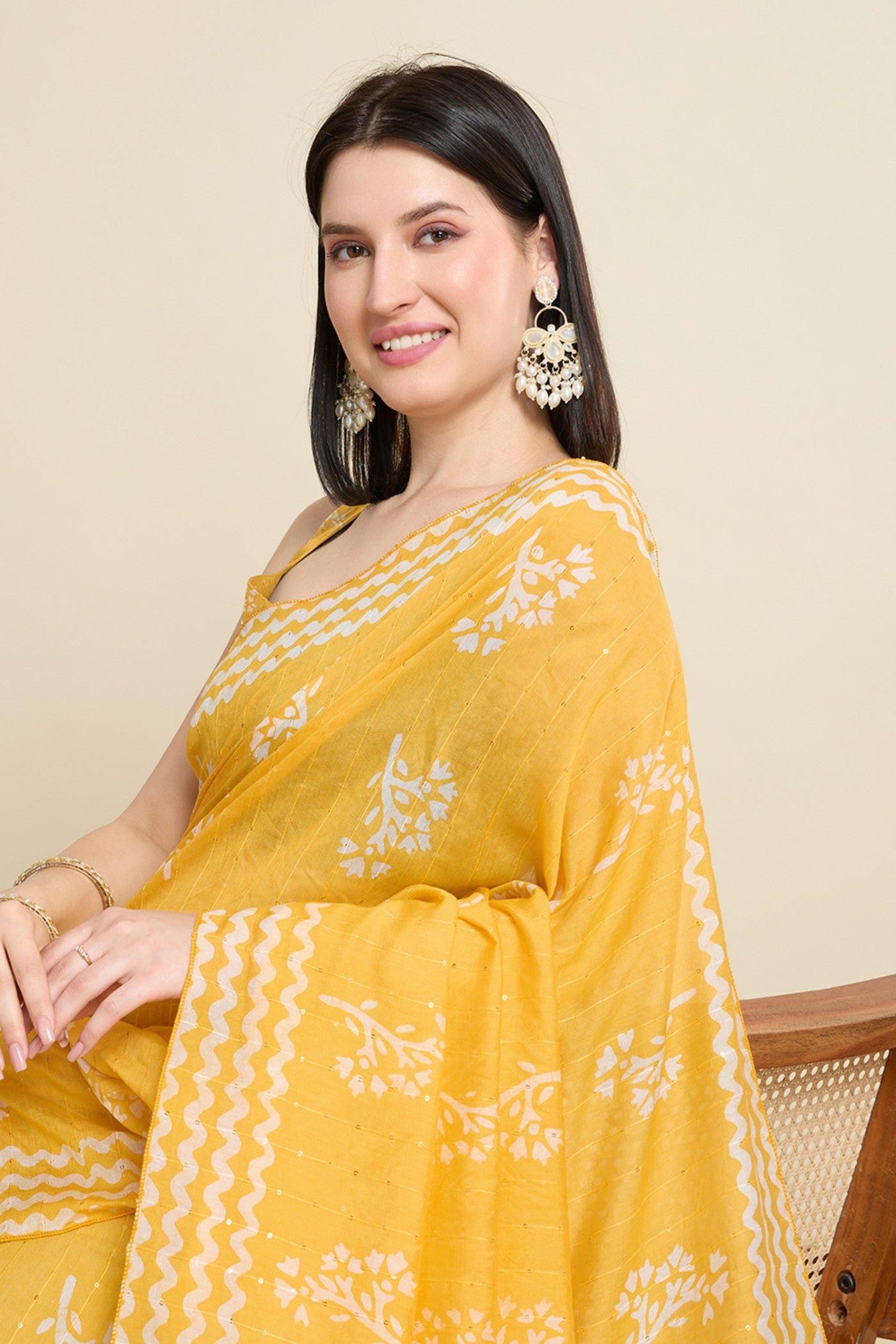 MySilkLove Lemon Yellow Woven Cotton Silk Saree