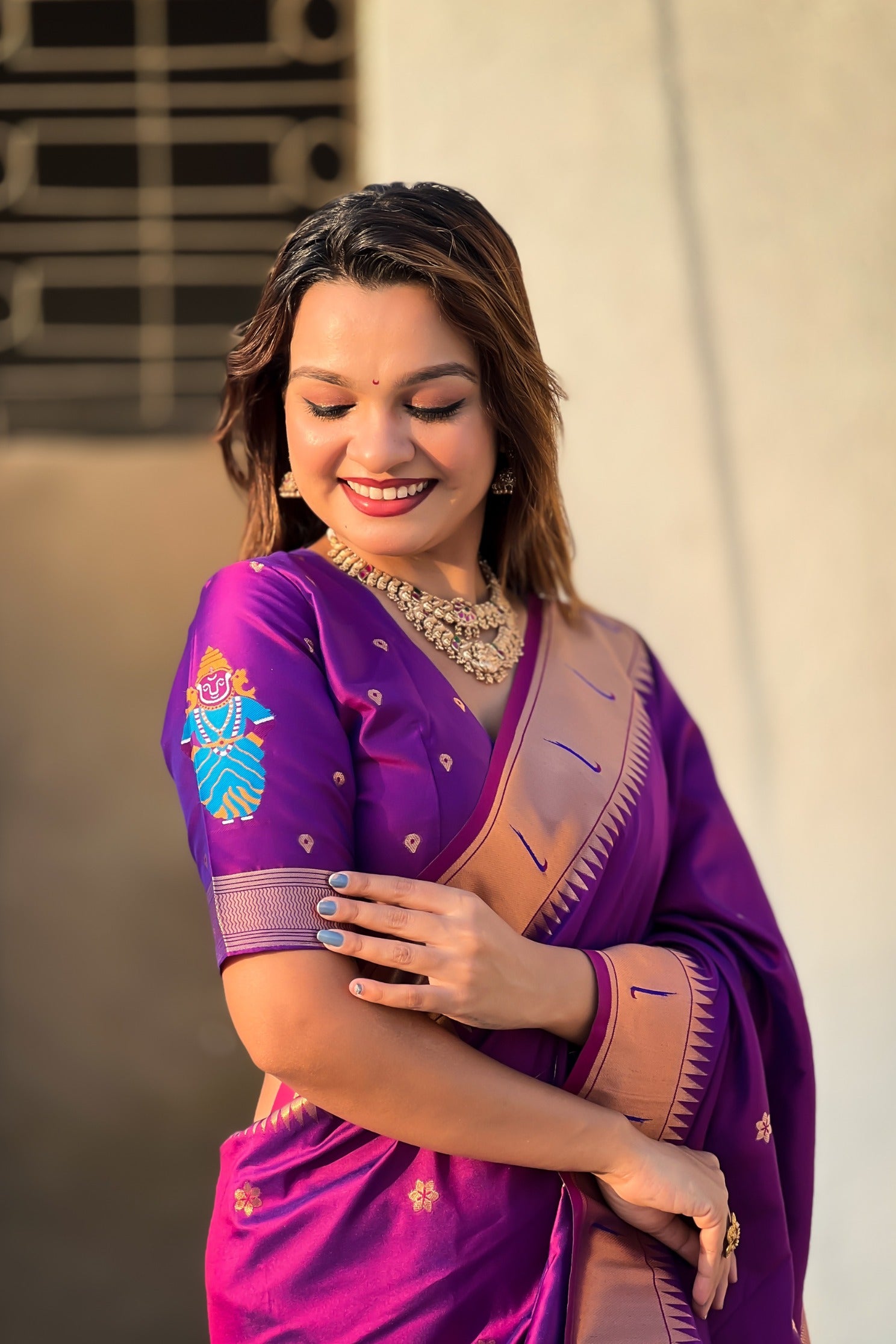 Buy MySilkLove Sangria Purple Woven Paithani Saree Online