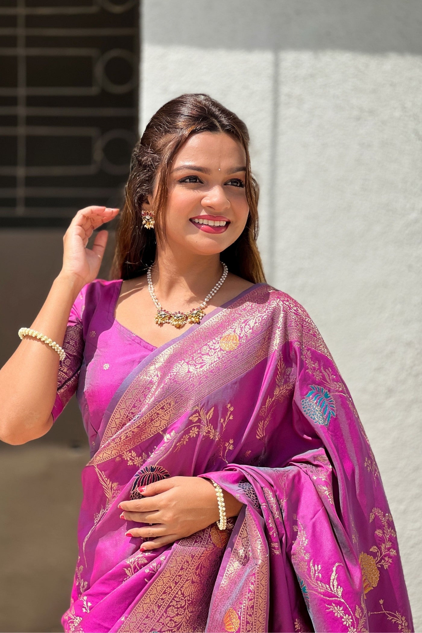 MySilkLove Primary Purple Woven Banarasi Saree