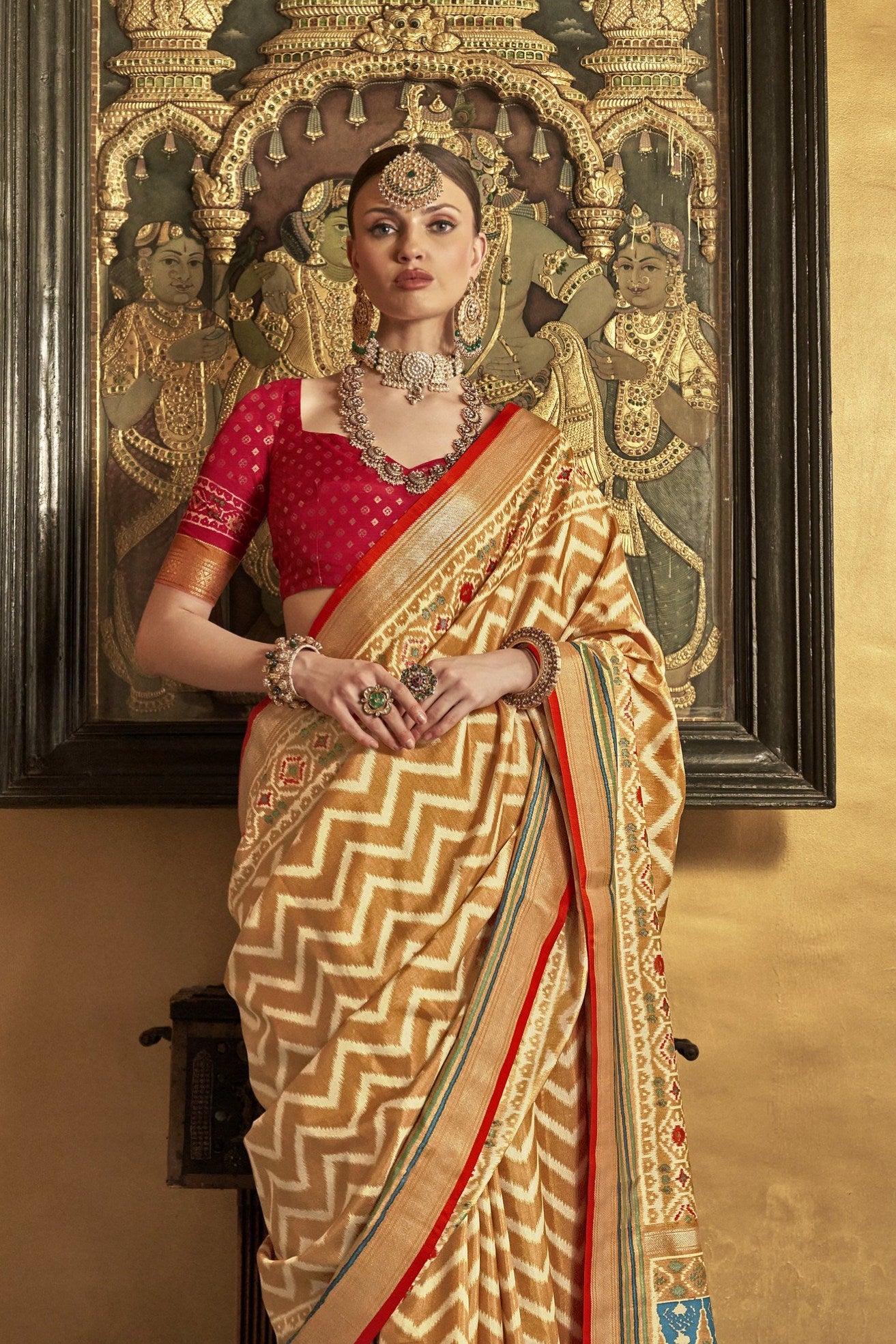 Buy MySilkLove Aztec Yellow Printed Patola Saree Online