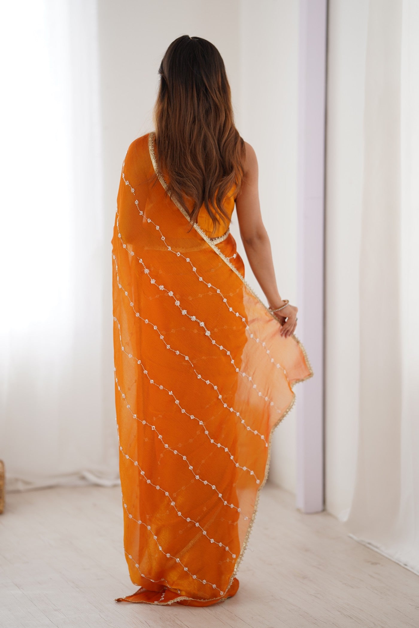 Buy MySilkLove Mikado Yellow Chiffon Partywear Saree Online