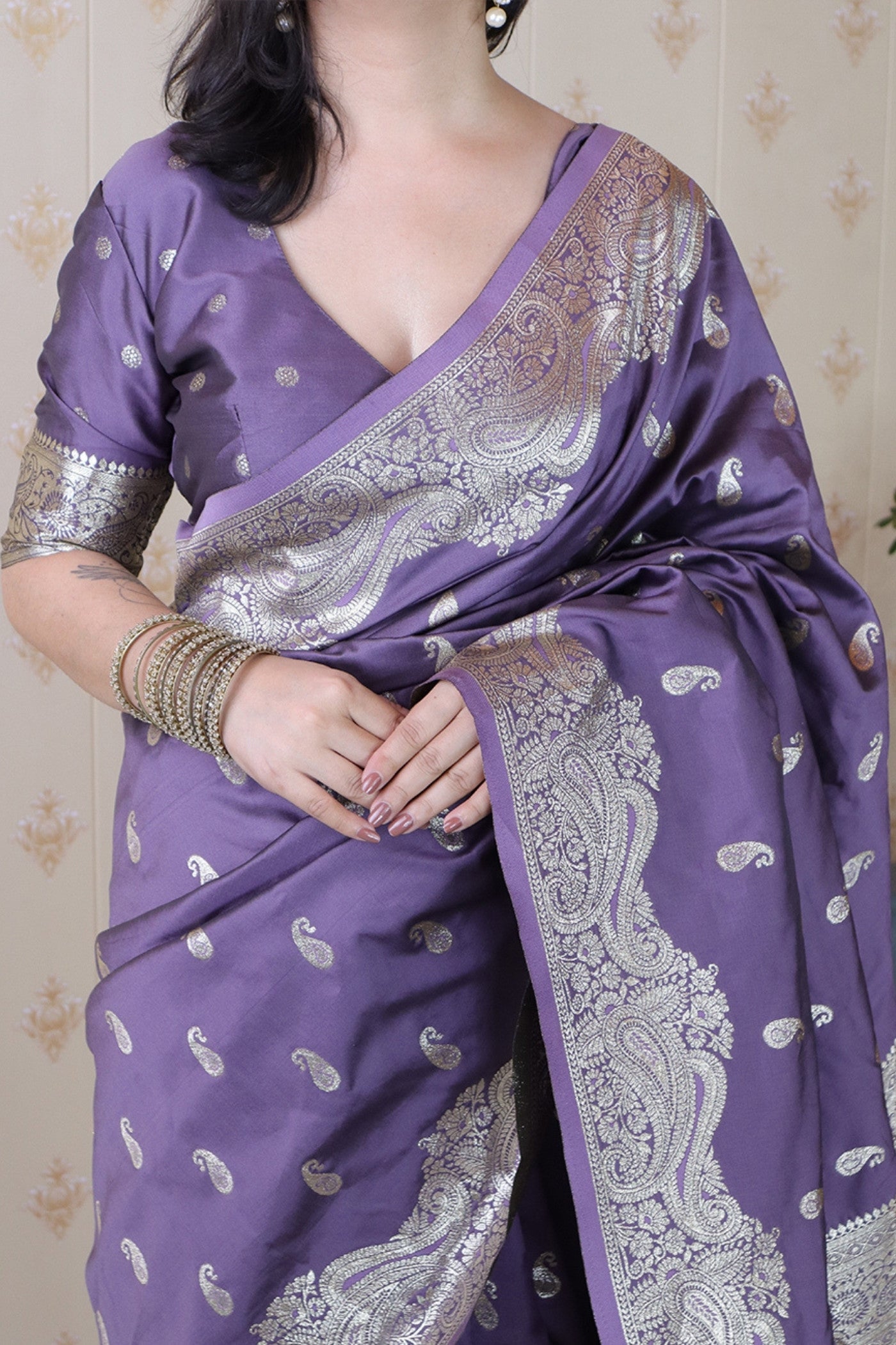 Buy MySilkLove African Purple Banarasi Handloom Saree Online
