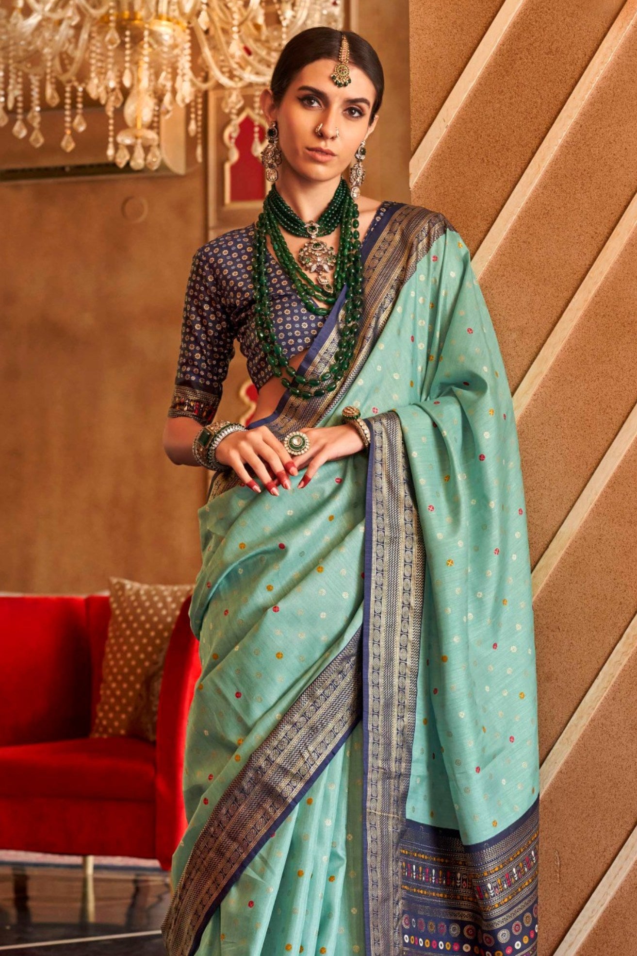 Buy MySilkLove Raniy Blue Printed Patola Saree Online